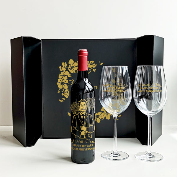corporate gifts |定制公司禮品,人像紅酒&紅酒杯套裝 - Design Your Own Wine