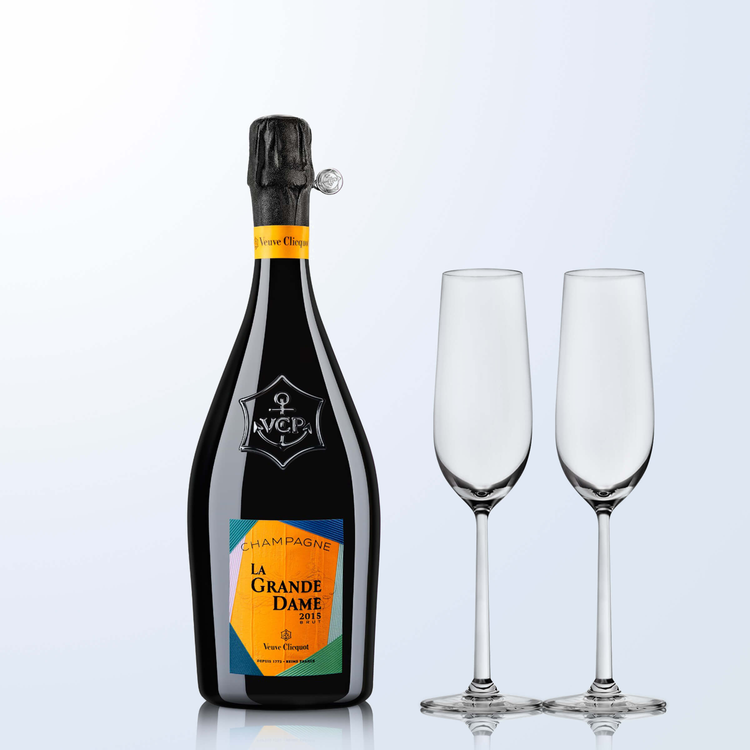Veuve Clicquot La Grande Dame 2015 |凱哥香檳 單支雙杯（含人像雕刻）客製化禮物 - Design Your Own Wine