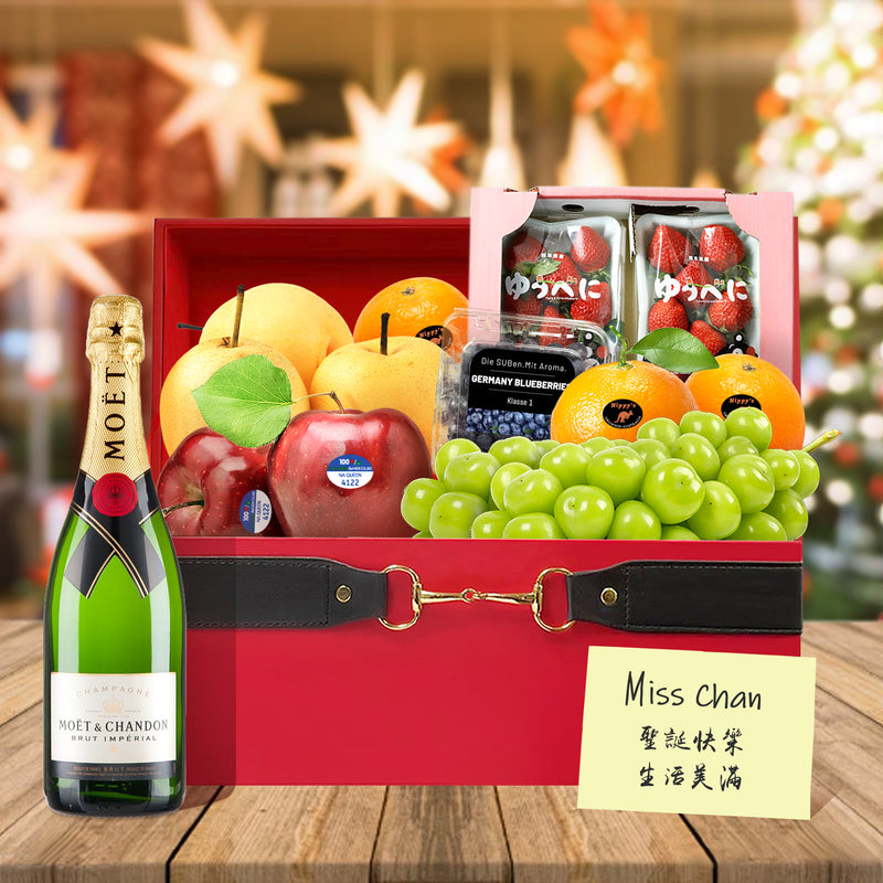 【聖誕尊享水果禮籃】香檳+水果禮籃  Christmas Champagne Fruit Hamper 感謝客戶禮物 商務企業公司送禮