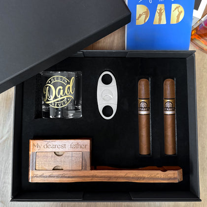 父親節禮物 刻字木質煙灰缸 文字雕刻威士忌杯 紳士禮盒專屬刻名父親節高級套裝 長輩禮物 雪茄禮盒客製化禮物 ather's Day Premium Gift Whiskey Glass Customized with Words DY05-72 - Design Your Own Wine