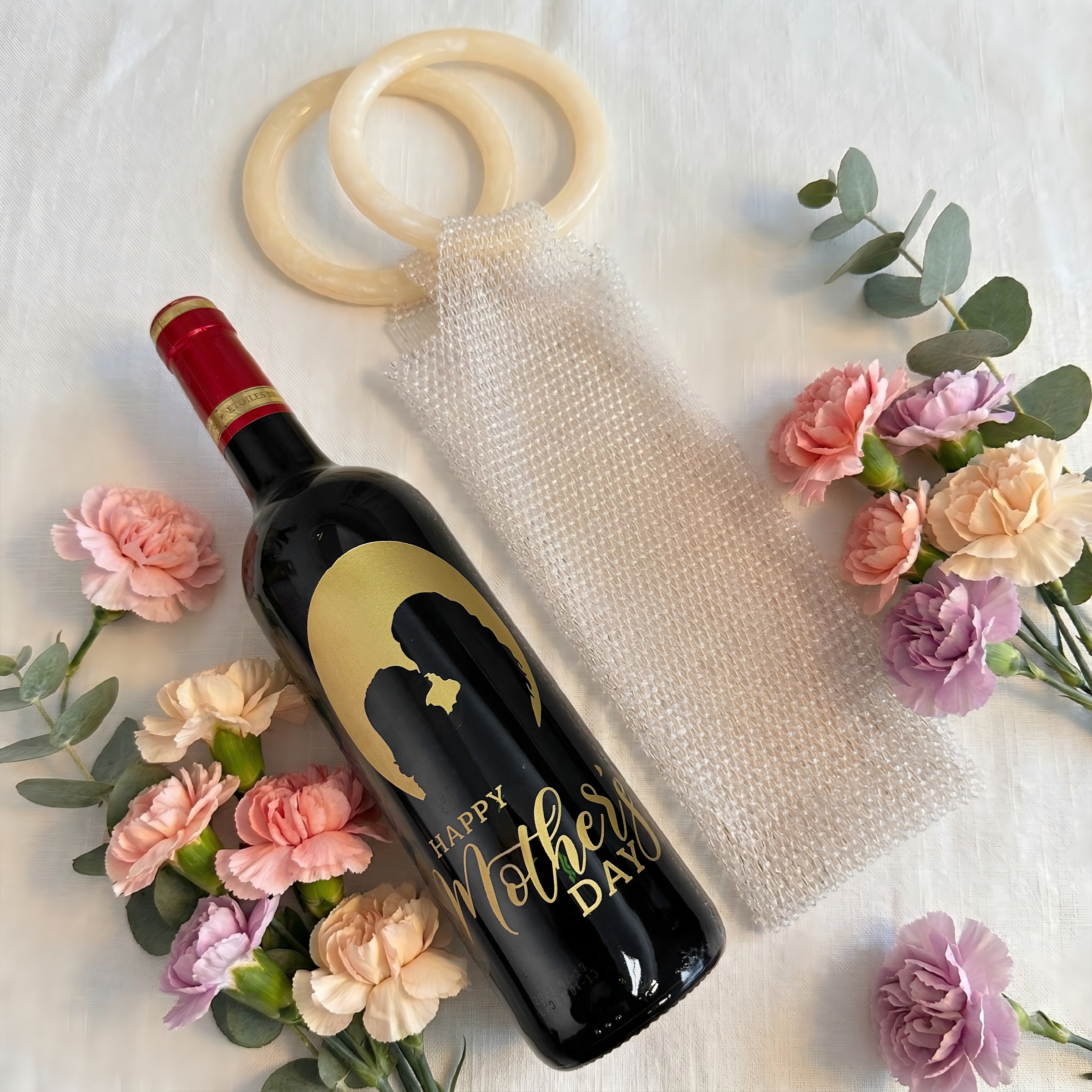 母親節禮物丨Le Marquis de Calon Ségur紅酒 母親節限定雕刻 搭配亮閃紅酒袋 輕奢閃鑽手拎袋 高級優雅送禮紅酒套裝 DY02-68 - Design Your Own Wine
