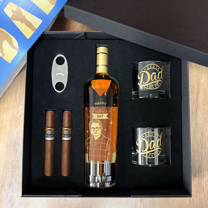 父親節禮物|客製化禮物套裝 （人像雕刻）節日禮物 Macallan Sherry Oak 12 麥卡倫雪莉桶12年 威士忌禮物套裝 Macallan Father's Day Premium Gifts Portrait Customization DY05-71 - Design Your Own Wine