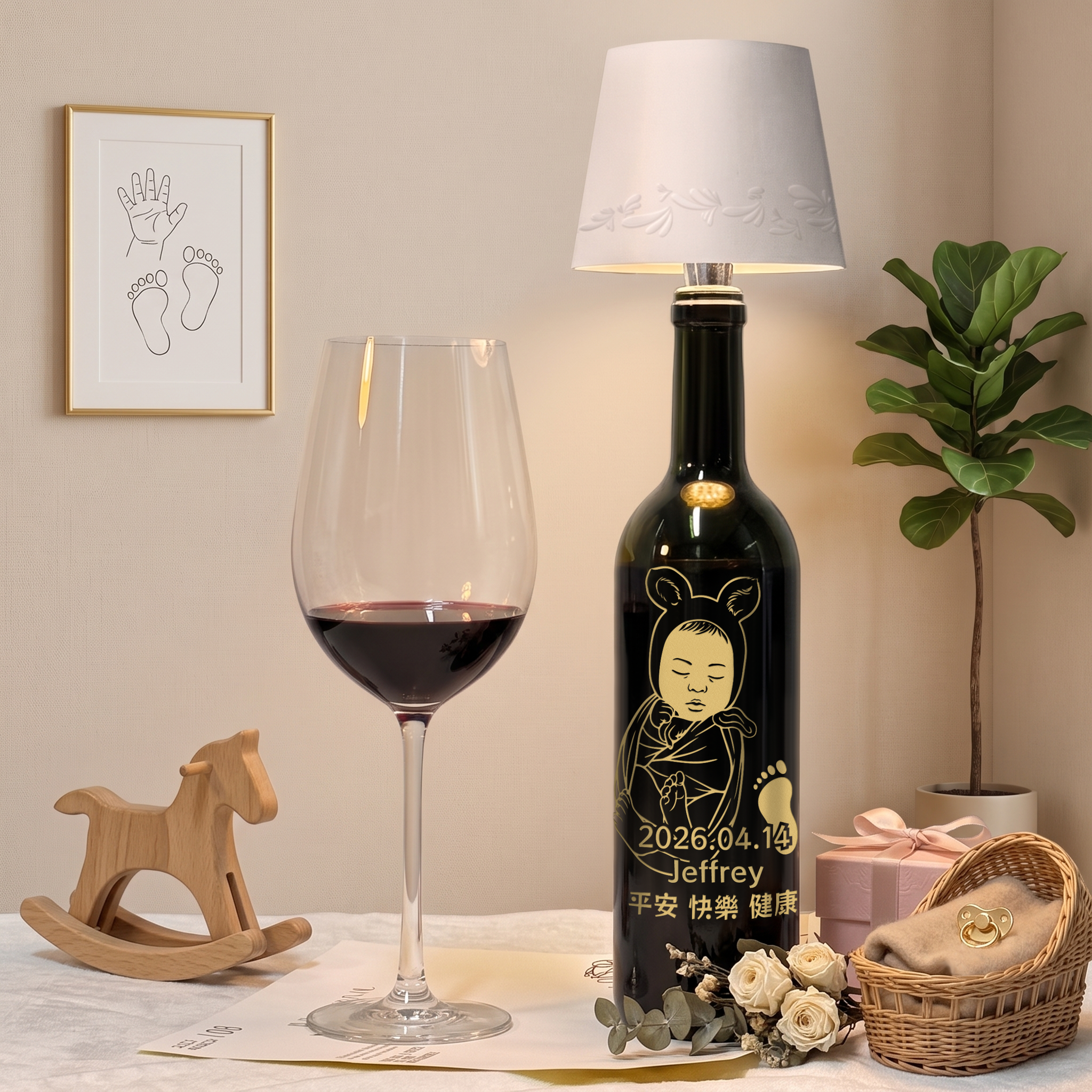 【寶寶滿月紀念酒】客製化BB人像紅酒禮盒｜Le Marquis de Calon Ségur 法國波爾多珍藏款 百日週歲紀念禮物