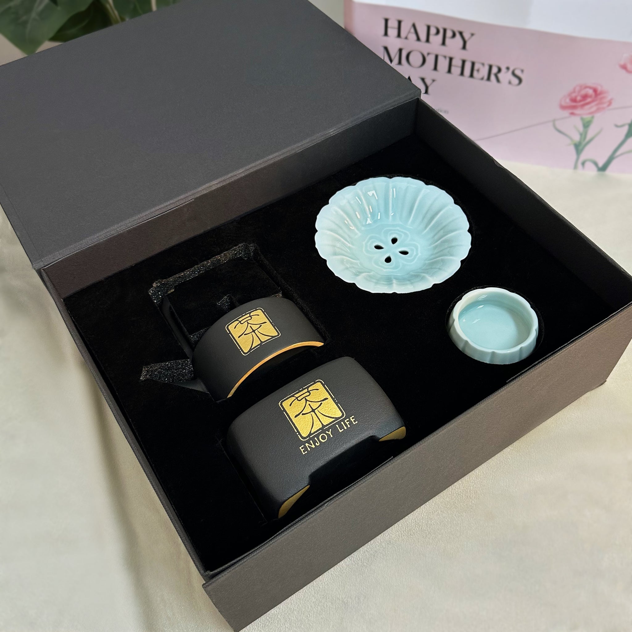 母親節禮物丨高檔茶具 藍色瀝水盤果盤禮盒 家居實用禮盒 少女清新 送媽媽送老婆 - Design Your Own Wine