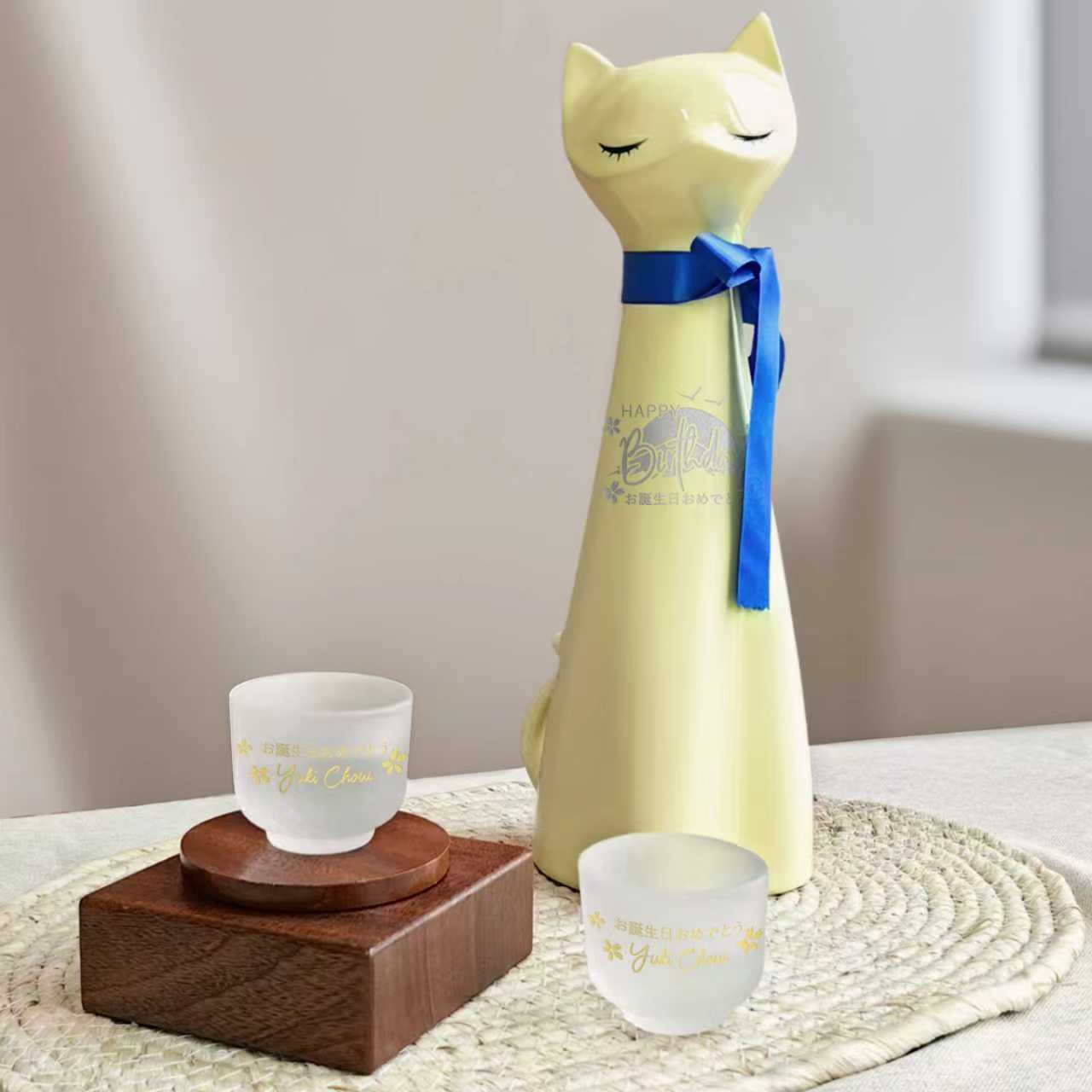 客製化可愛禮物 日本千代壽 月夜之眠 貓貓清酒 米酒 | Chiyokotobuki Cat Junmai Ginjo 720ml