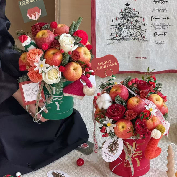 Christmas Hamper|聖誕蘋果抱抱桶 聖誕果籃 聖誕花籃 聖誕禮籃 生果籃 花籃 送親友送客戶送伴侶