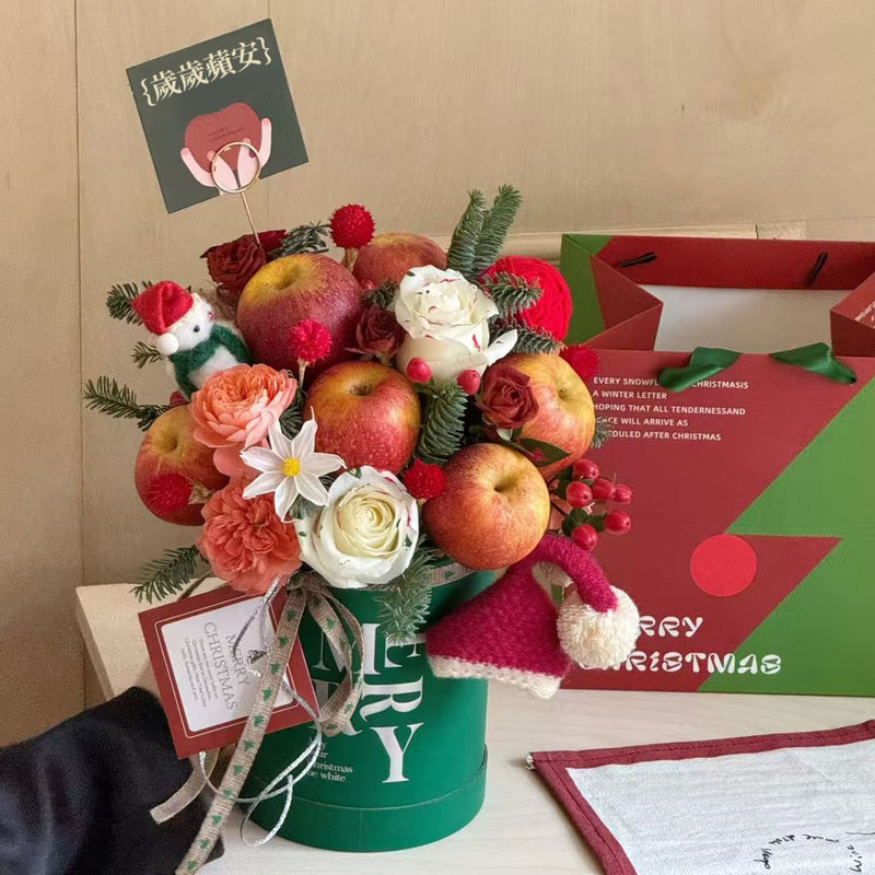 Christmas Hamper|聖誕蘋果抱抱桶 聖誕果籃 聖誕花籃 聖誕禮籃 生果籃 花籃 送親友送客戶送伴侶