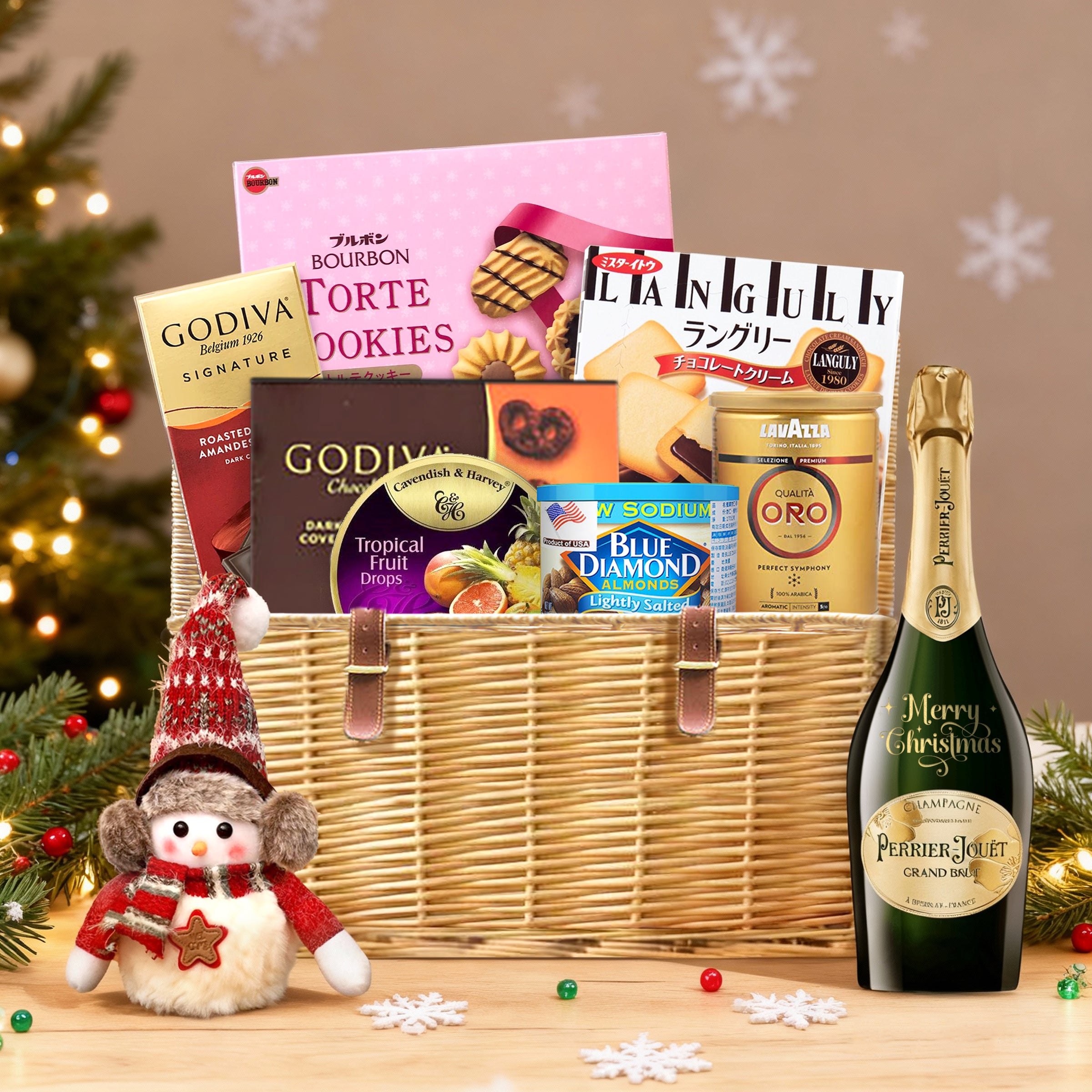 【聖誕香檳零食禮籃】香檳+零食禮籃  Christmas Champagne Food Hamper 個人化禮籃 零食食品感謝禮物 祝賀禮物 聖誕禮物 送朋友送長輩送客戶