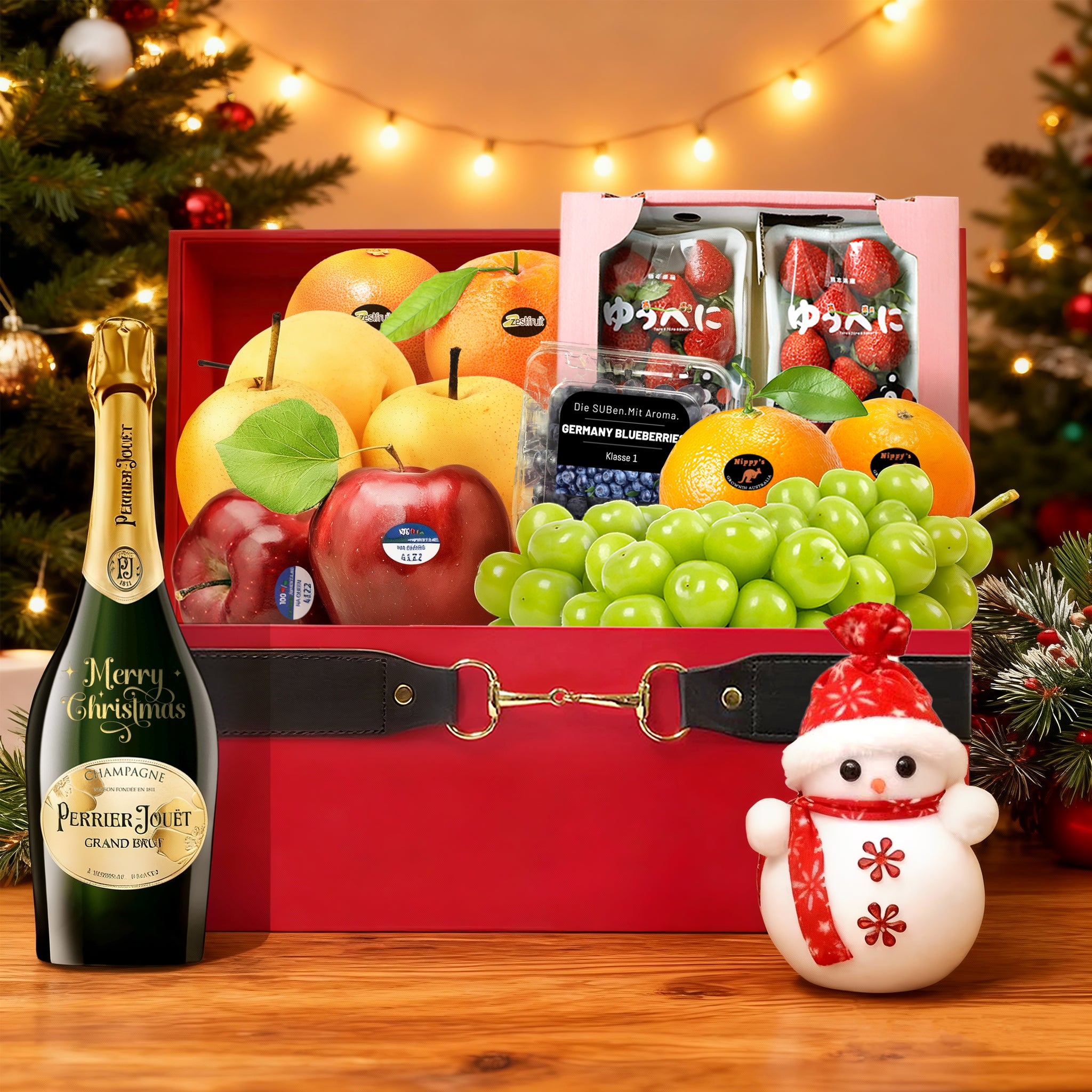 【聖誕香檳水果禮籃】香檳+水果禮籃  Christmas Champagne Fruit Hamper 感謝客戶禮物 商務企業公司送禮