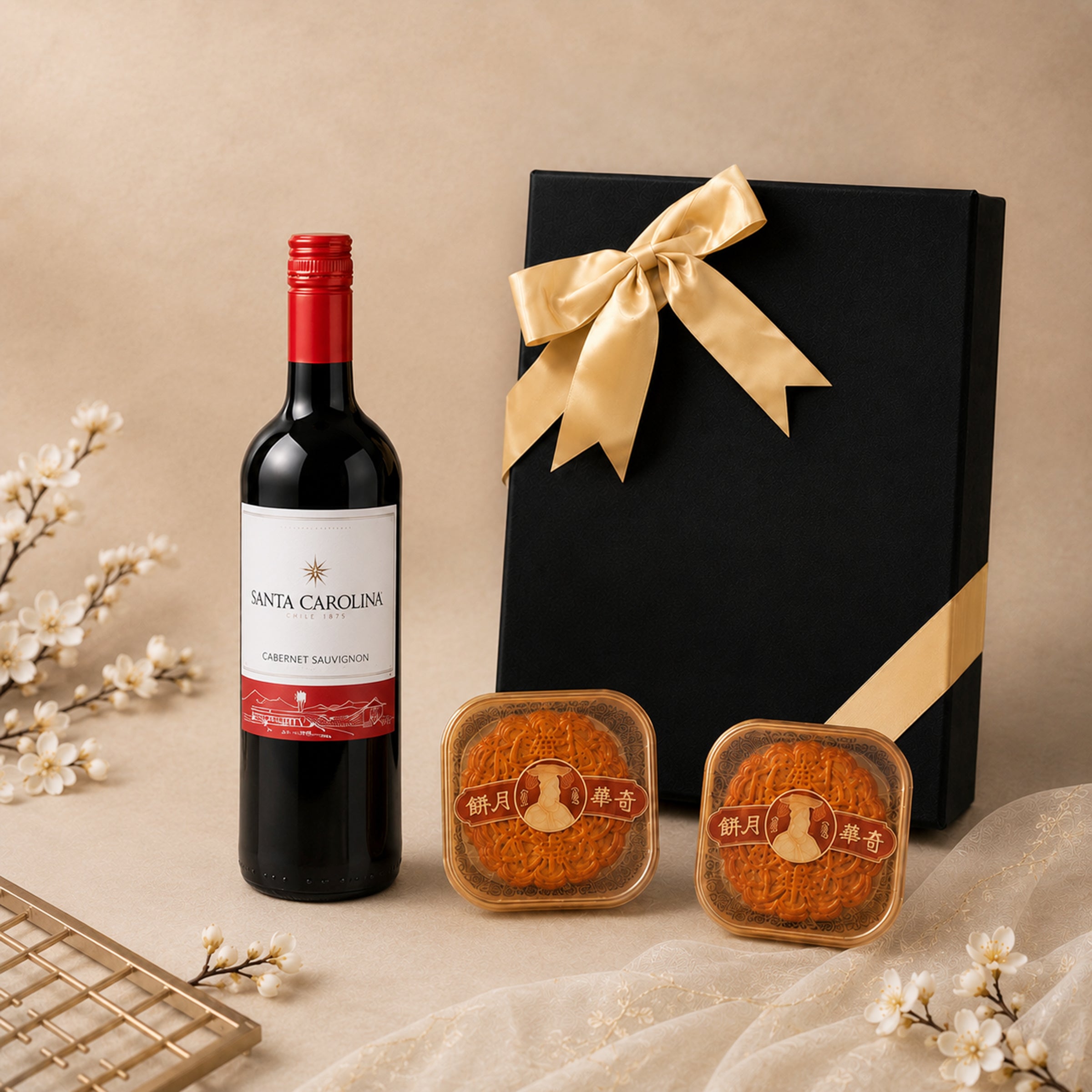 中秋禮盒  訂製酒標 進口紅酒 熱門月餅與紅酒驚喜禮籃 中秋送禮首選 客戶親戚朋友送禮 長輩中秋禮物Mid-Autumn Festival  FoodHamper