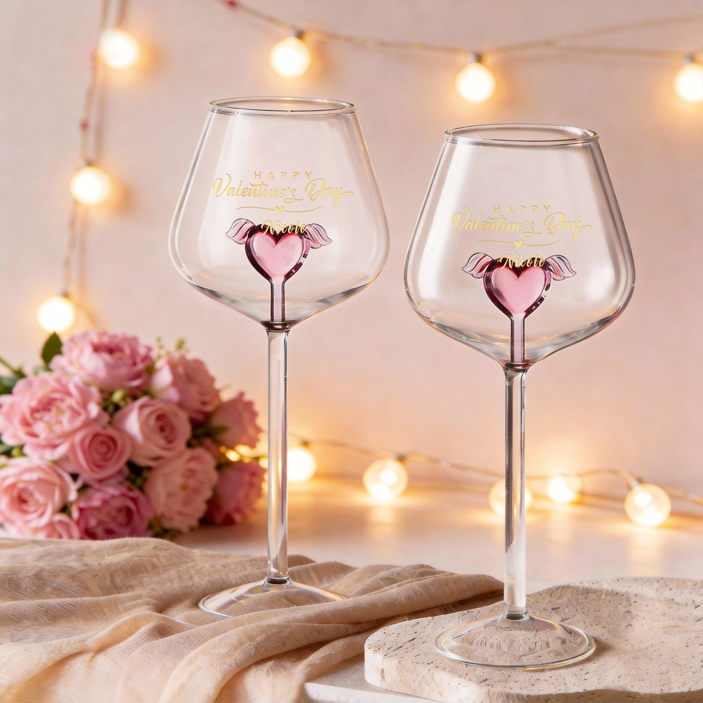 情人節禮物 |  愛心紅酒杯雕刻禮物（客製化）文字雕刻 客製化酒杯 浪漫文字訂製 七夕紀念日禮物送女朋友老婆 Valentine's Day gift