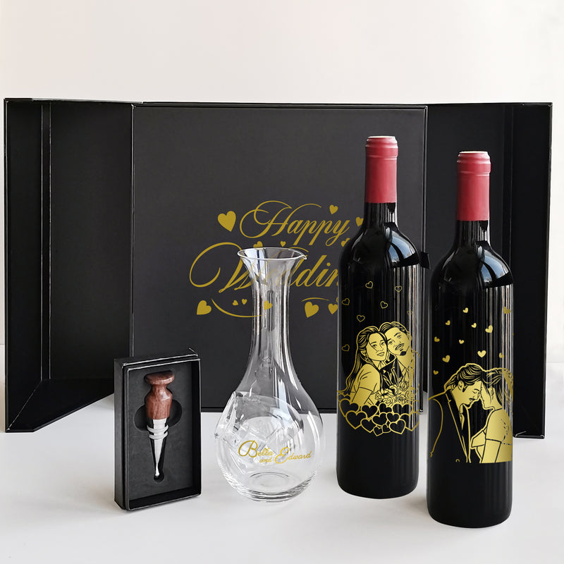 定制禮物|訂製紀念禮物 人像雕刻紅酒醒酒器套裝 結婚禮物DY01-352 - Design Your Own Wine