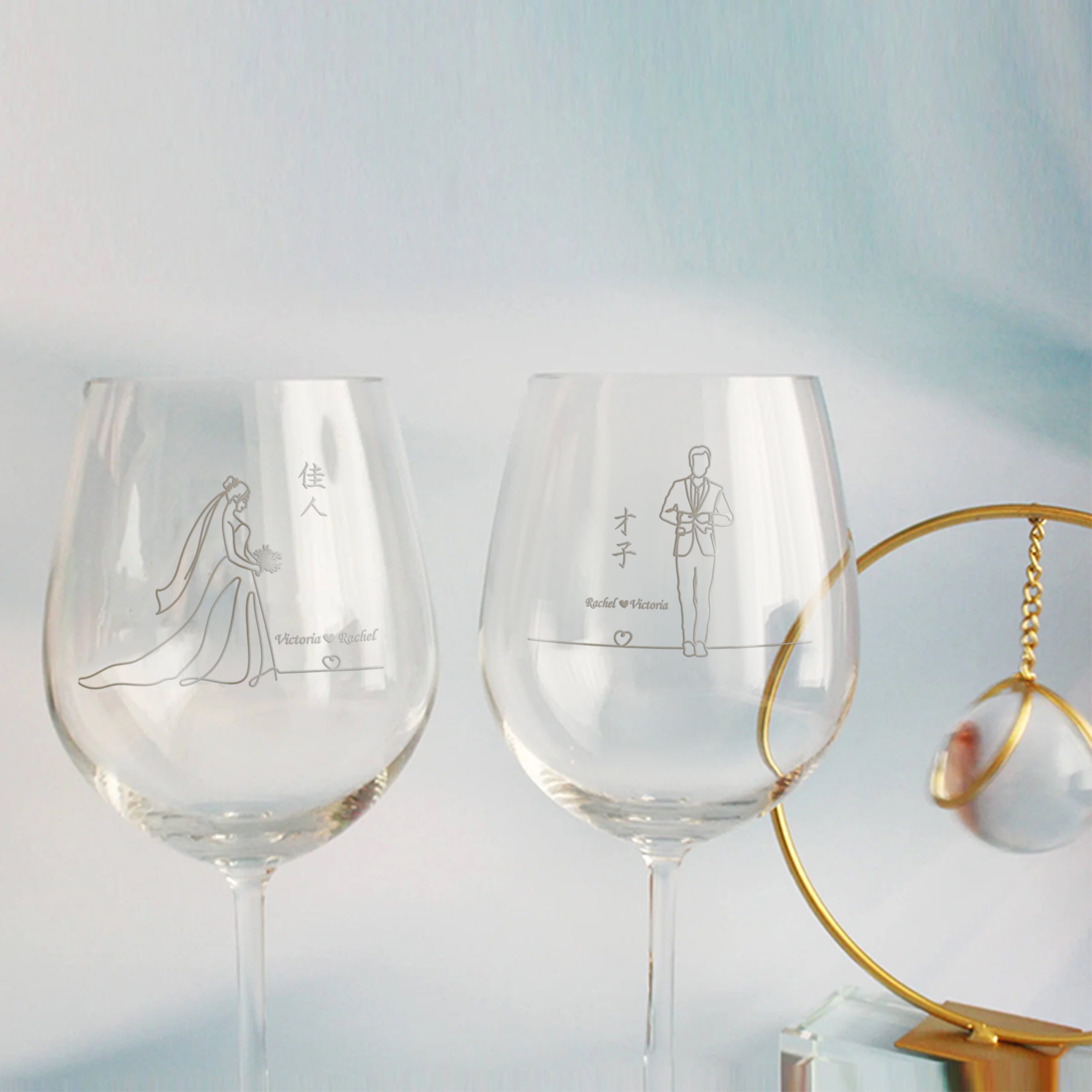 Minimalist|簡單·愛系列—定制才子佳人紅酒對杯（文字雕刻)DY01-211 - Design Your Own Wine