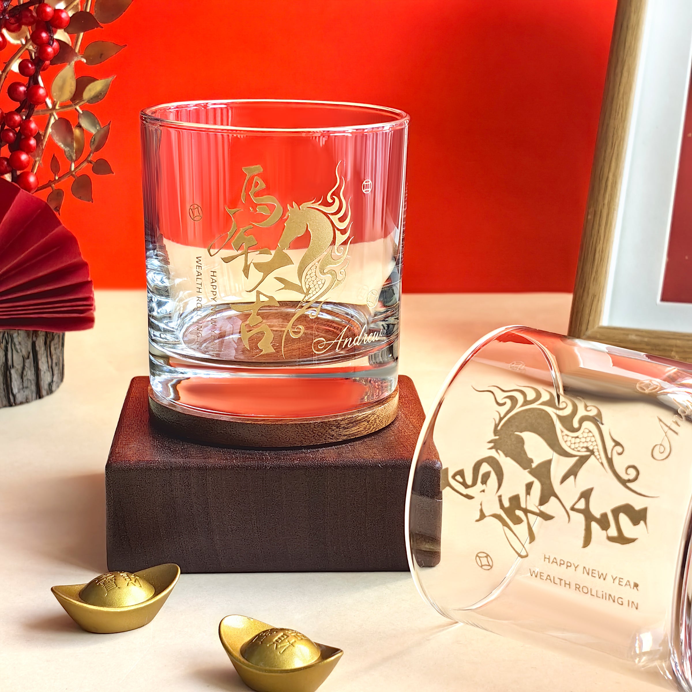 【新年交換禮物】客製化馬年禮物 刻字威士忌杯禮盒 專屬訂製有情調禮物 送男友 送朋友創意禮物Text customized whiskey glass gift for friend birthday gift