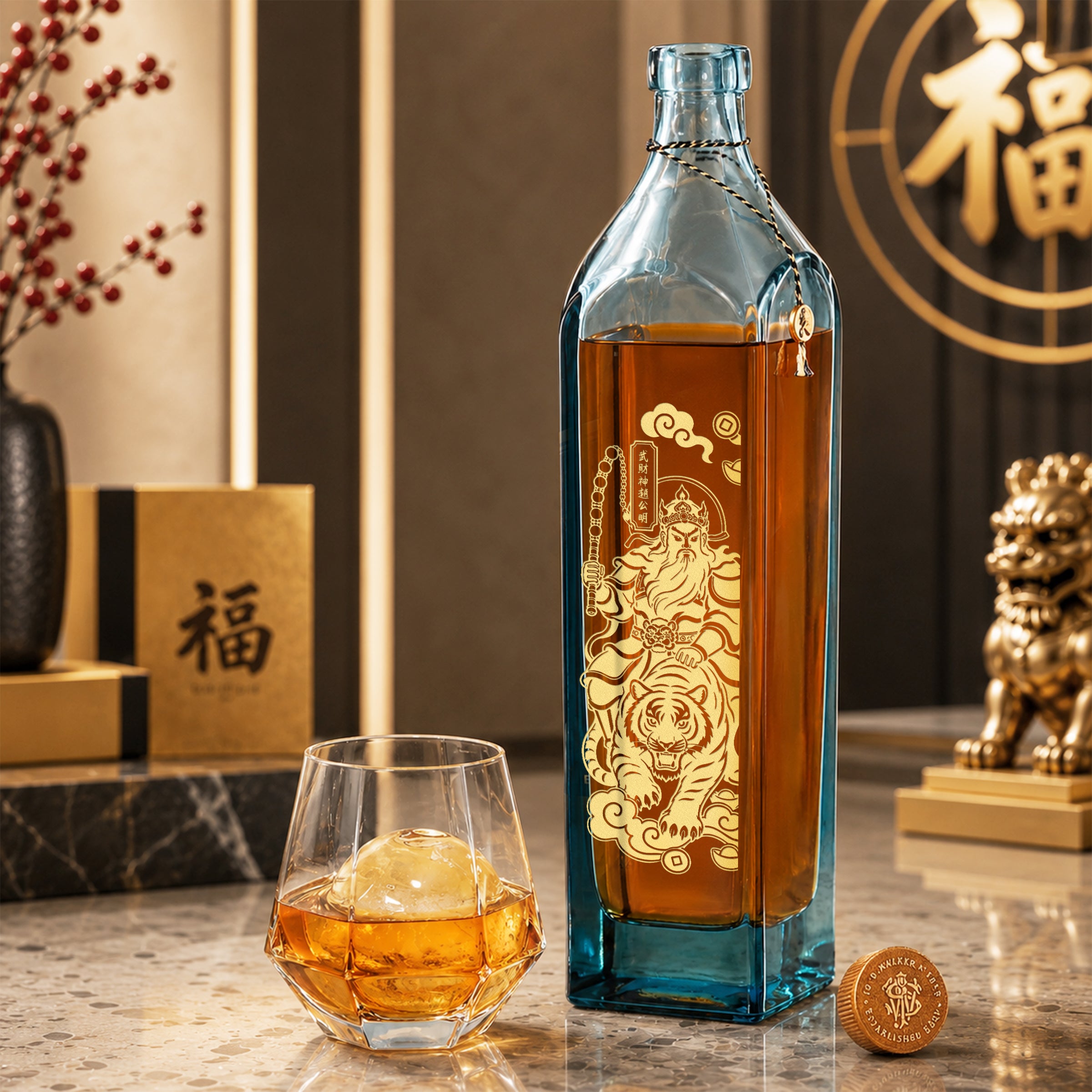 【財神駕到】尊尼獲加藍標財神雕刻威士忌｜文武三財神 開張中秋送禮首選 Johnnie Walker blue label 開業喬遷中秋商務禮