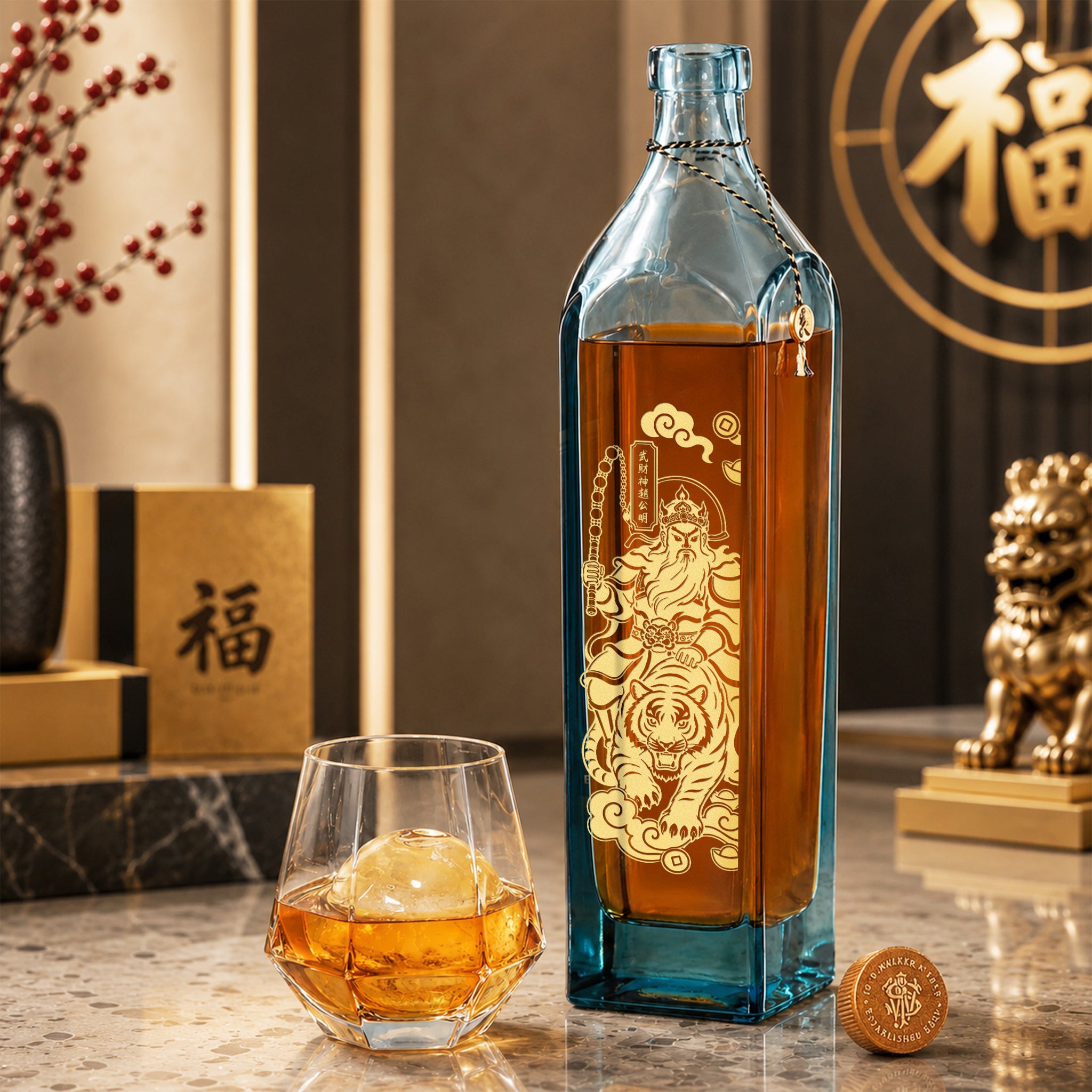 【財神駕到】尊尼獲加藍標財神雕刻威士忌｜文武三財神 開張中秋送禮首選 Johnnie Walker blue label 開業喬遷中秋商務禮