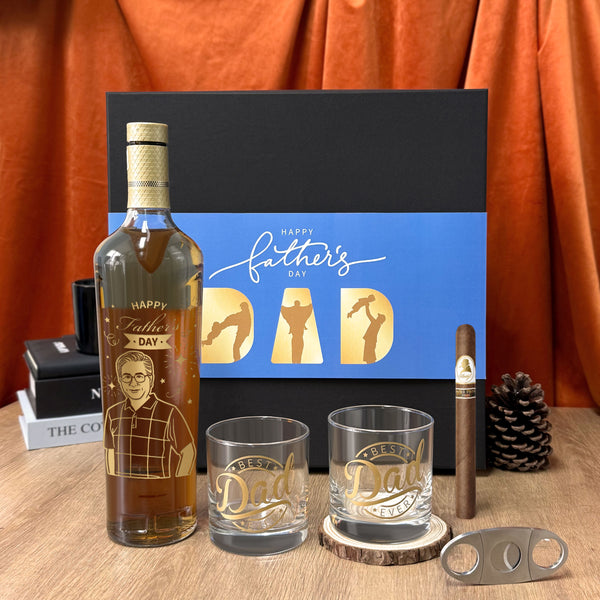 父親節禮物|客製化禮物套裝 （人像雕刻）節日禮物 Macallan Sherry Oak 12 麥卡倫雪莉桶12年 威士忌禮物套裝 Macallan Father's Day Premium Gifts Portrait Customization DY05-71 - Design Your Own Wine