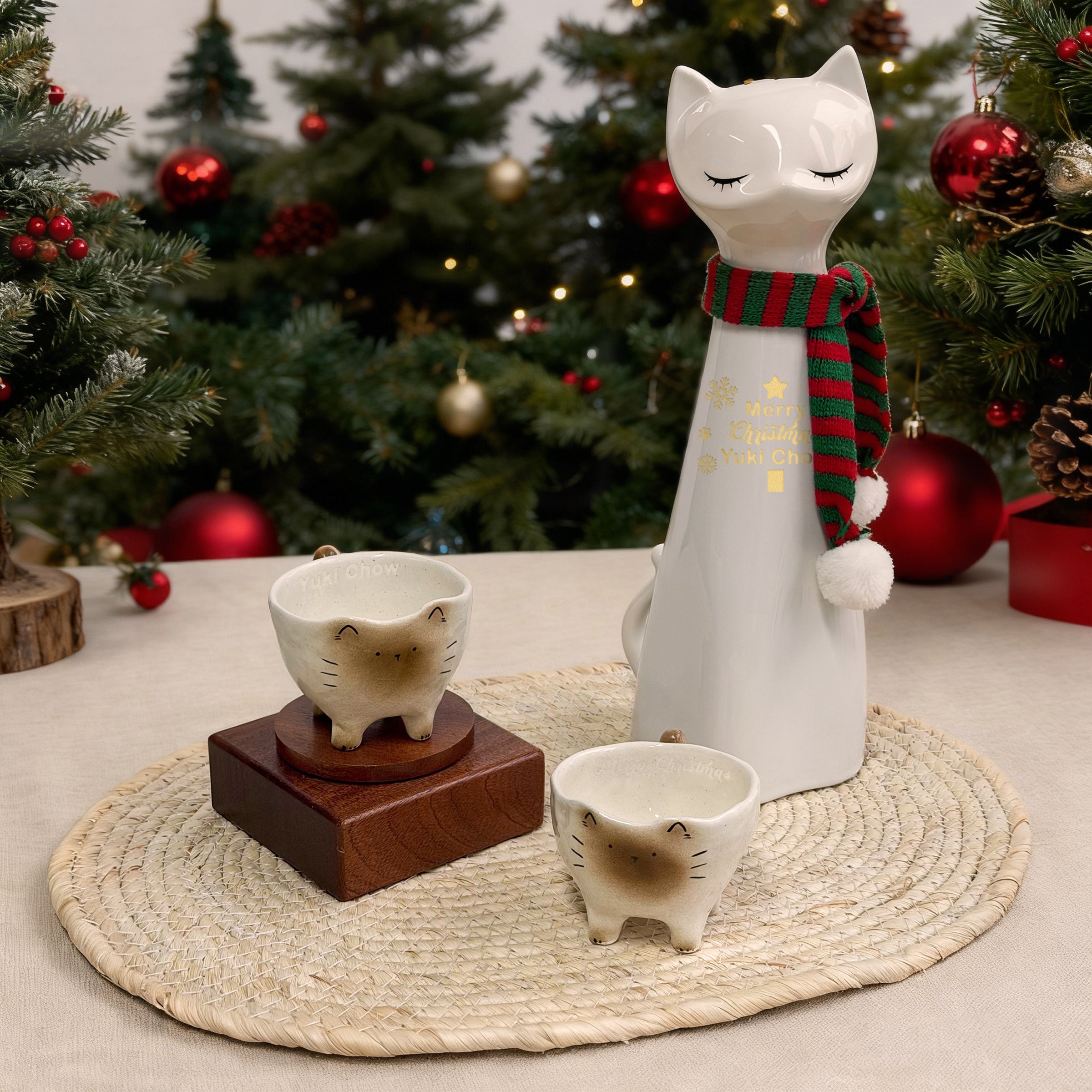 聖誕禮物 聖誕禮盒 客製化可愛禮物 日本千代壽 月夜之眠 貓貓清酒 米酒 | Christmas Gift Chiyokotobuki Cat Junmai Ginjo 720ml