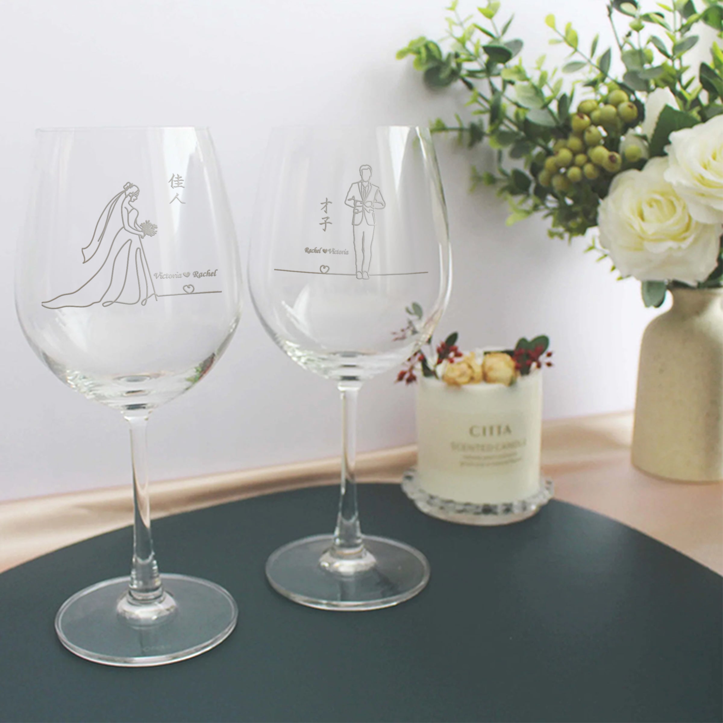 Minimalist|簡單·愛系列—定制才子佳人紅酒對杯（文字雕刻)DY01-211 - Design Your Own Wine
