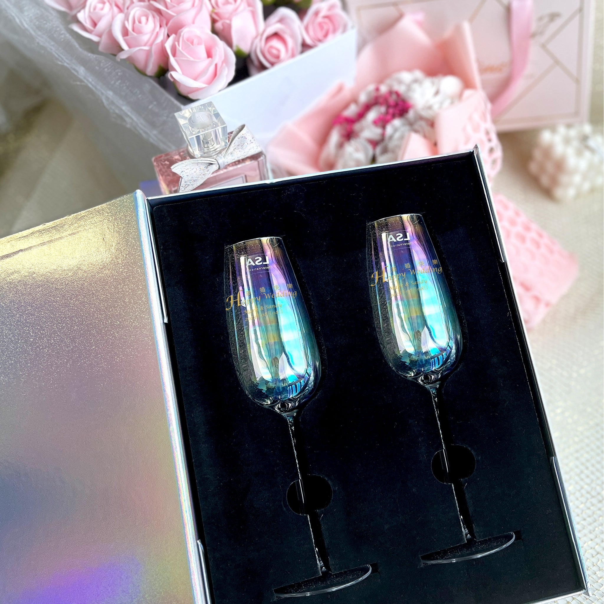 LSA Glasses 炫彩香檳酒杯 （客製化禮物）文字訂製 文字雕刻禮物（刻字禮物） - Design Your Own Wine