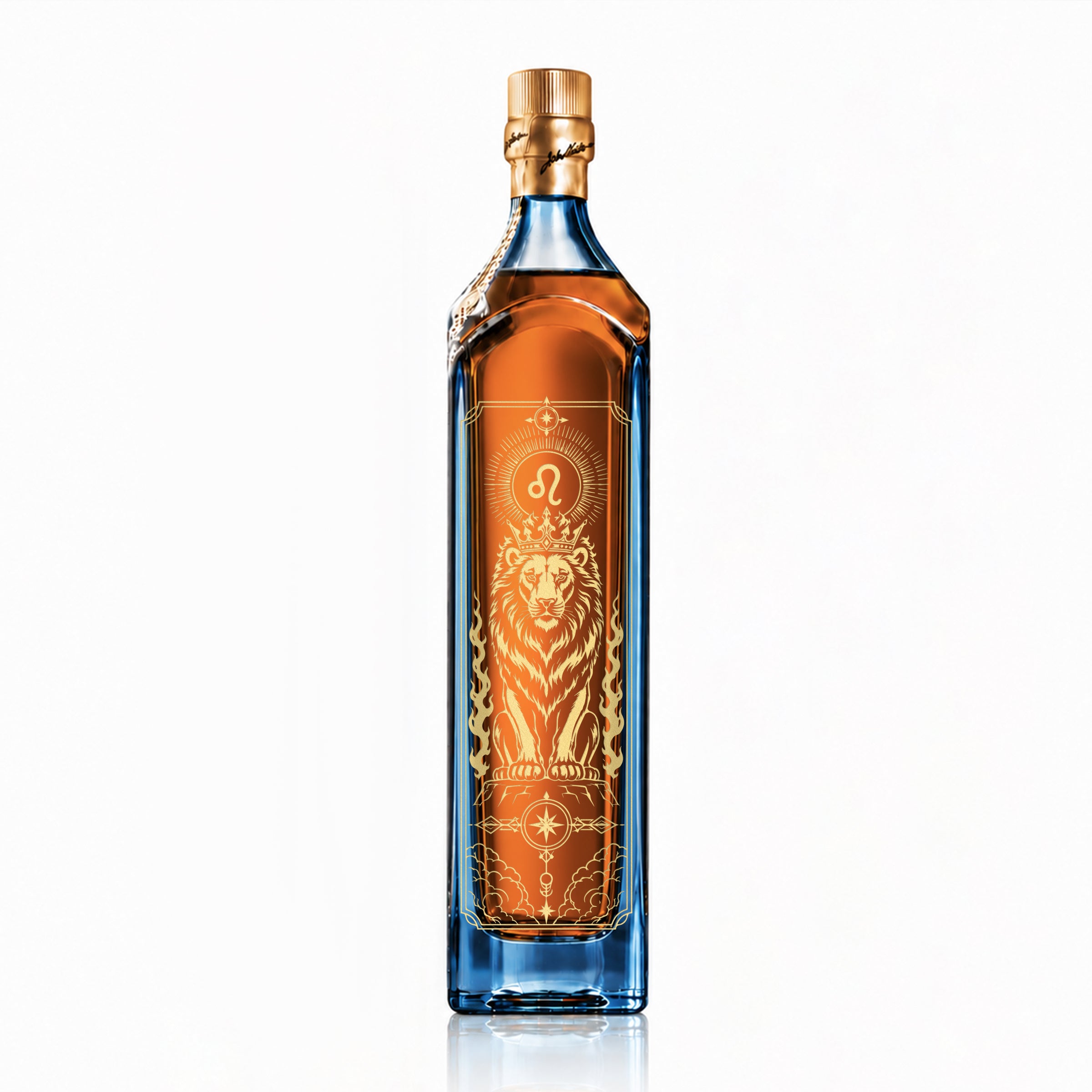 【十二星座・獅子座】Johnnie Walker 藍標星座雕刻威士忌｜7.23–8.22 生日禮物首選 加冕雄獅金雕 免費刻名字/日期 禮盒裝
