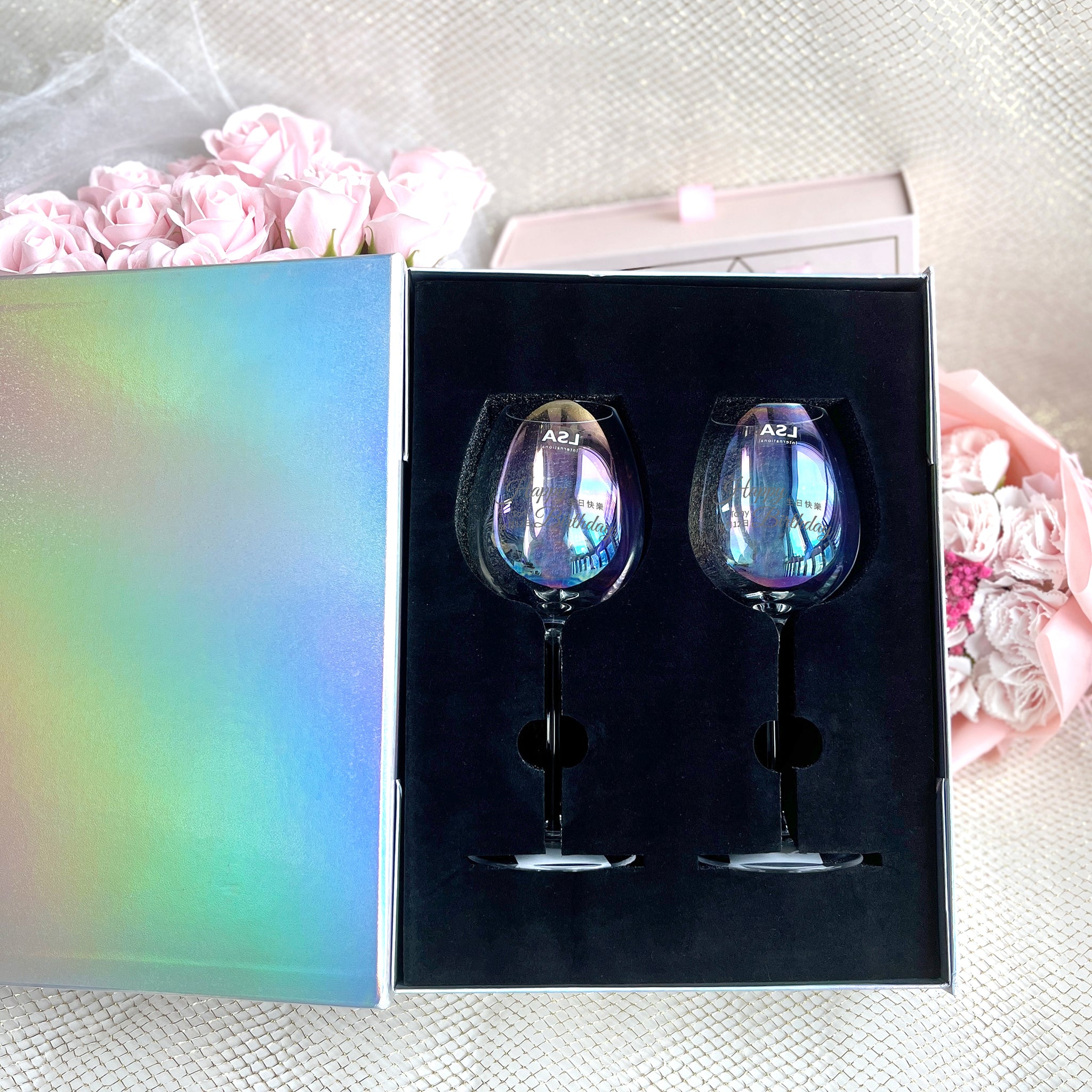 LSA Glasses 炫彩紅酒杯對杯（雕刻禮物）客製化禮物 生日禮物 - Design Your Own Wine