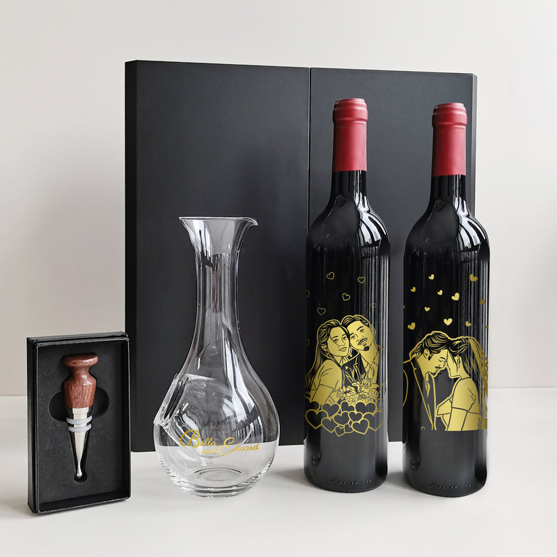 定制禮物|訂製紀念禮物 人像雕刻紅酒醒酒器套裝 結婚禮物DY01-352 - Design Your Own Wine