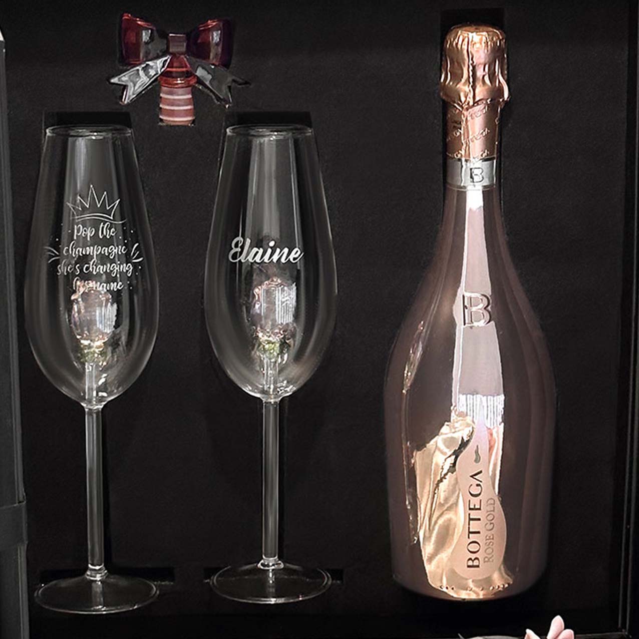 Bottega Manzoni Moscato Rose立體玫瑰花香檳杯禮盒情侶週年紀念禮物浪漫慶祝送姐妹-DY01-367 - Design Your Own Wine