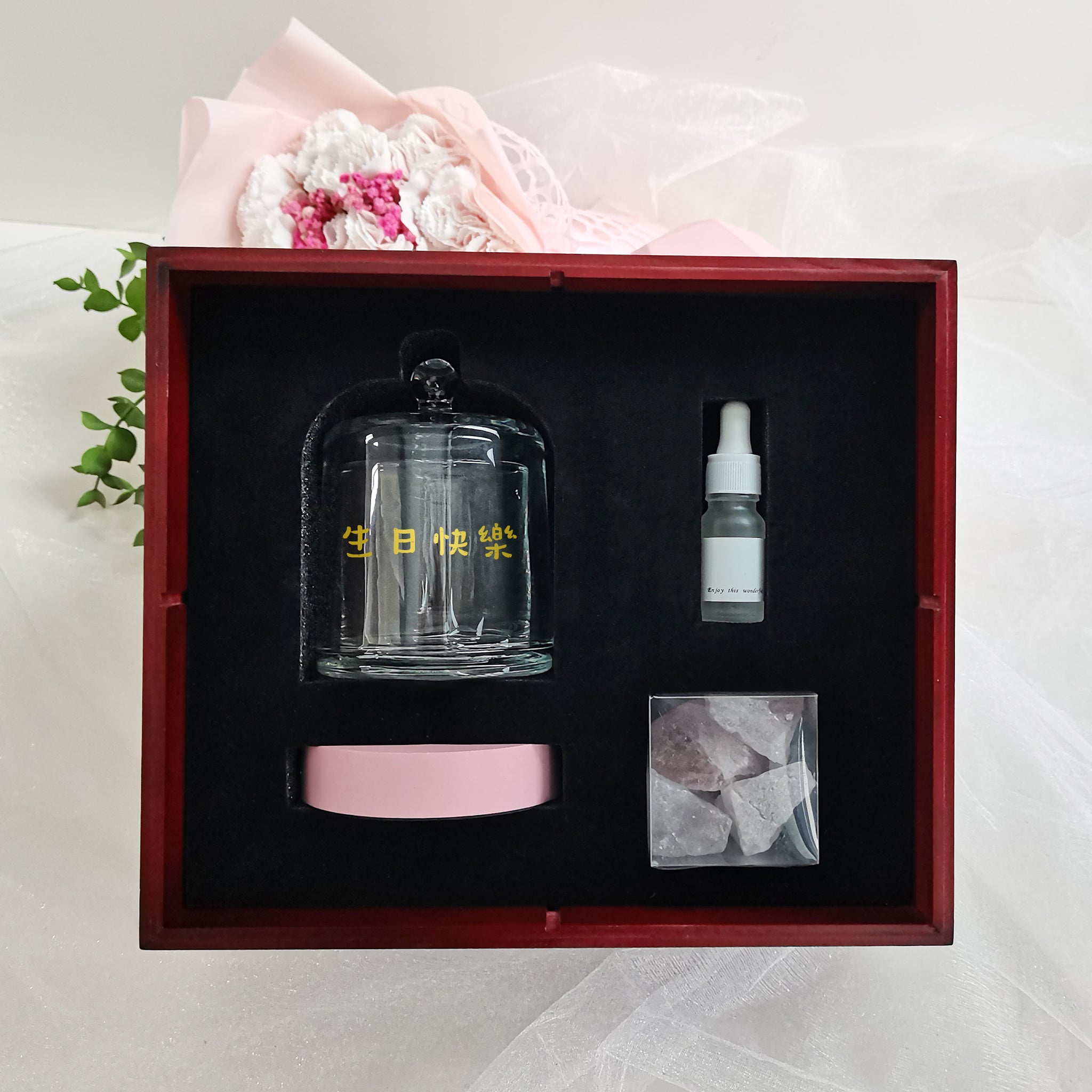 定制禮物 香薰套装  粉水晶無火香薰 esg相框木盒禮物DY01-353 - Design Your Own Wine