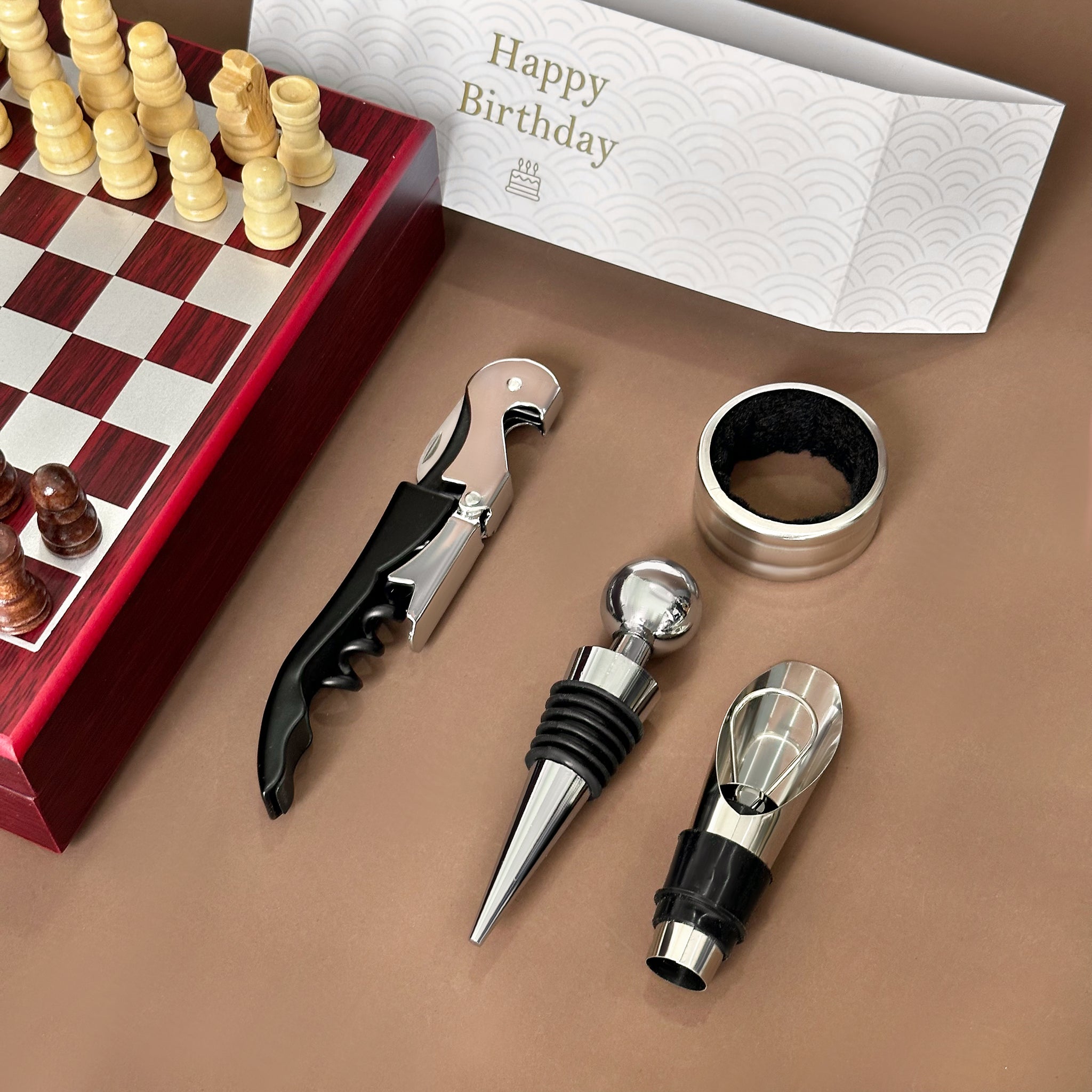 紅酒開瓶器禮盒 國際象棋收納盒 訂製封套 客製化生日禮物 個人化開瓶器套裝 企業送禮 派對必備Wine Accessories -DY01-394 - Design Your Own Wine