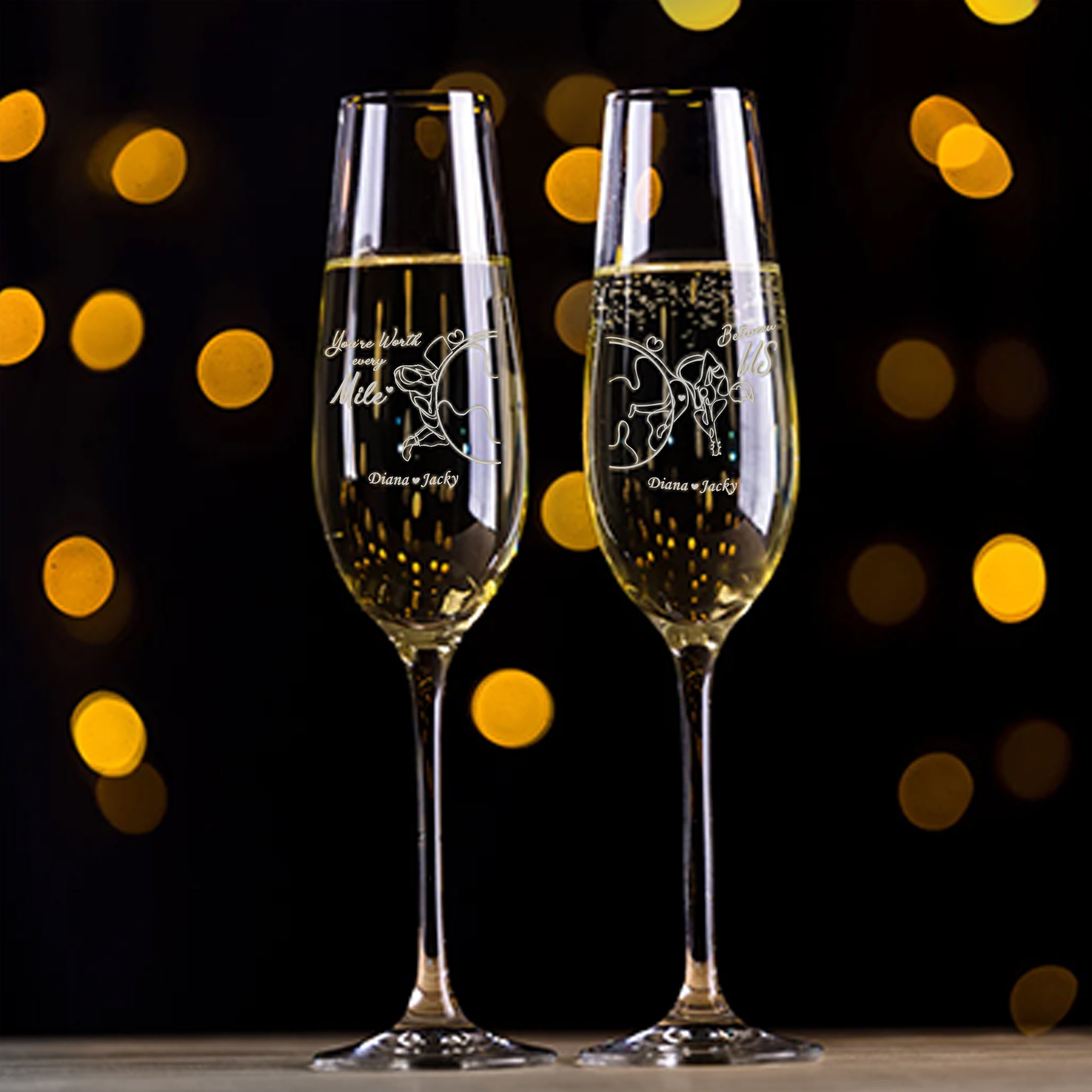 You're Worth Every Miles Glasses Gift Set 紀念禮物 情侶禮物 威士忌杯香檳杯紅酒對杯 - Design Your Own Wine