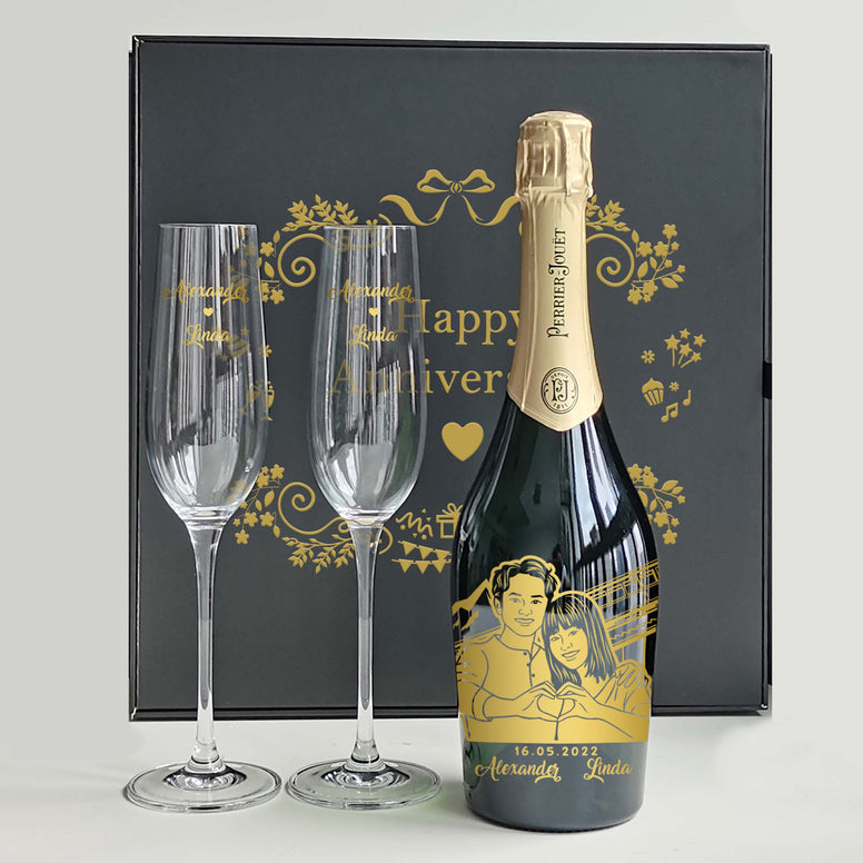 Perrier-Jouët Grand Brut & Champagne Glasses Gift Set  |巴黎之花香檳&香檳杯套裝