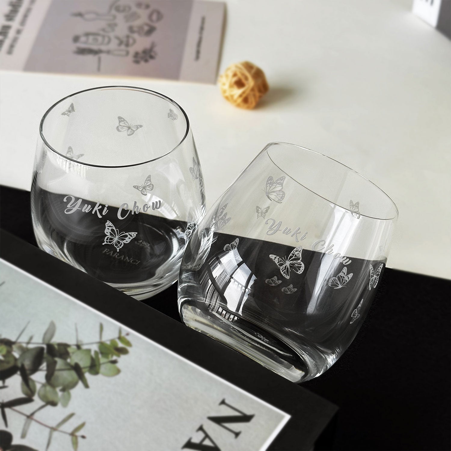 文字姓名祝福雕刻 慶祝 祝賀派對威士忌玻璃酒杯 雞尾酒調酒杯 刻字禮物 客製化送禮 生日禮物butterfly glass-DY01-383 - Design Your Own Wine