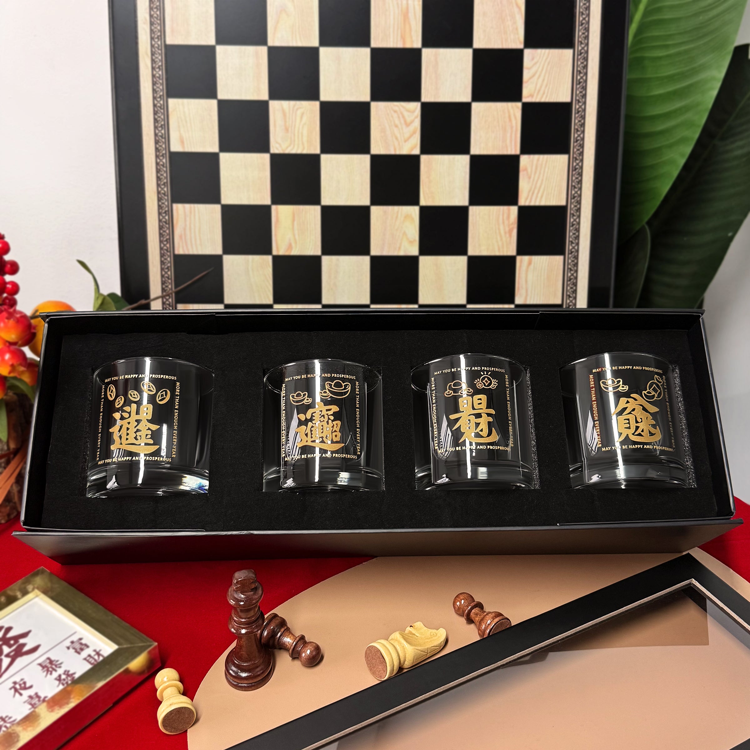 招財進寶威士忌杯禮盒 文字雕刻 客製化精美禮盒 開業 商業合作 朋友祝福送禮必選 旺財運創意禮物Lucky whiskey glass gift set DY04-286 - Design Your Own Wine