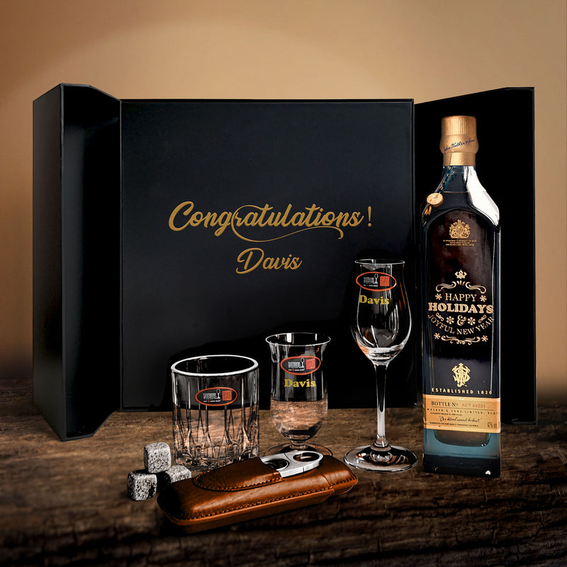 【8折特惠】Riedel Glasses gift set|定制雕刻威士忌杯&Johnnie Walker Blue Label威士忌套裝DY04-250