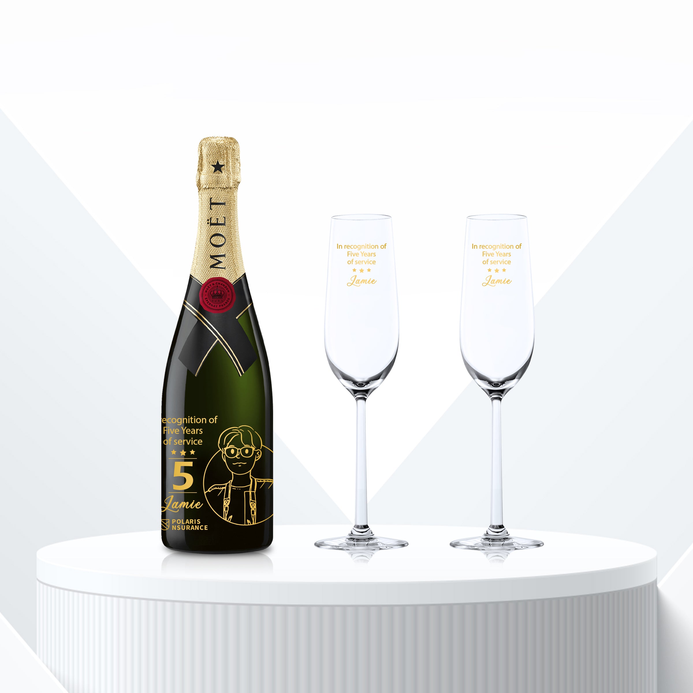 企業高端禮品 送尊貴VIPMoët & Chandon Impérial & Bottega Champagne Glasses Gift Set with Engraving - Design Your Own Wine