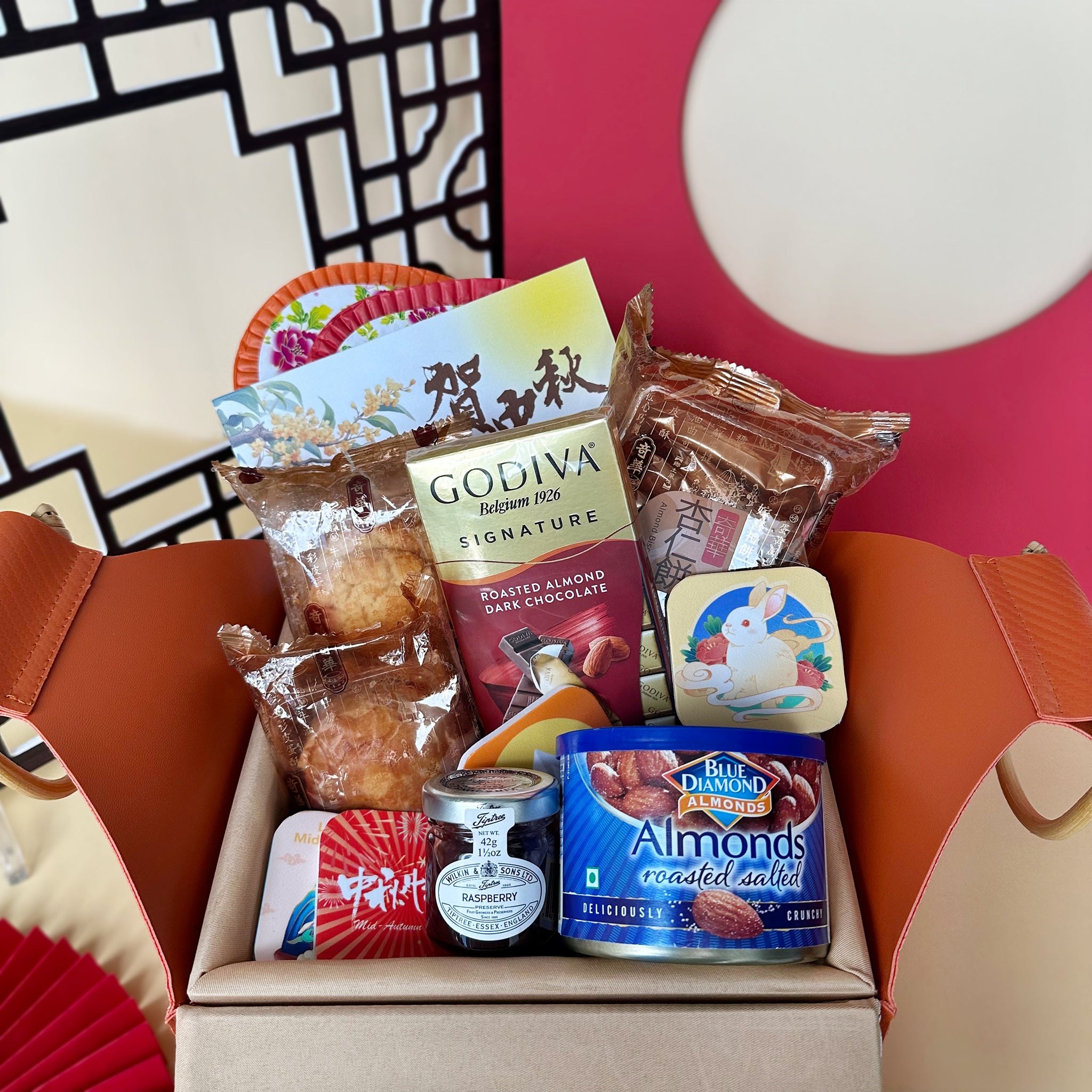 中秋食品禮籃 高級進口零食禮物 團圓祝福 有心意送婆婆長輩 親戚 古風提籃朋友節日禮物Mid autumn snack setDY05-47 - Design Your Own Wine