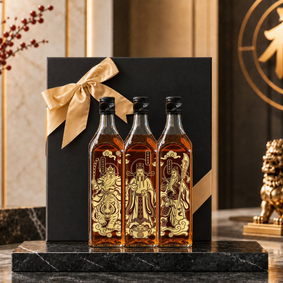 【財神駕到】Johnnie Walker財神雕刻威士忌｜文武三財神 開張中秋送禮首選 Johnnie Walker blue label 開業喬遷中秋商務禮