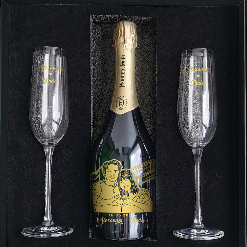 Perrier-Jouët Grand Brut & Champagne Glasses Gift Set  |巴黎之花香檳&香檳杯套裝