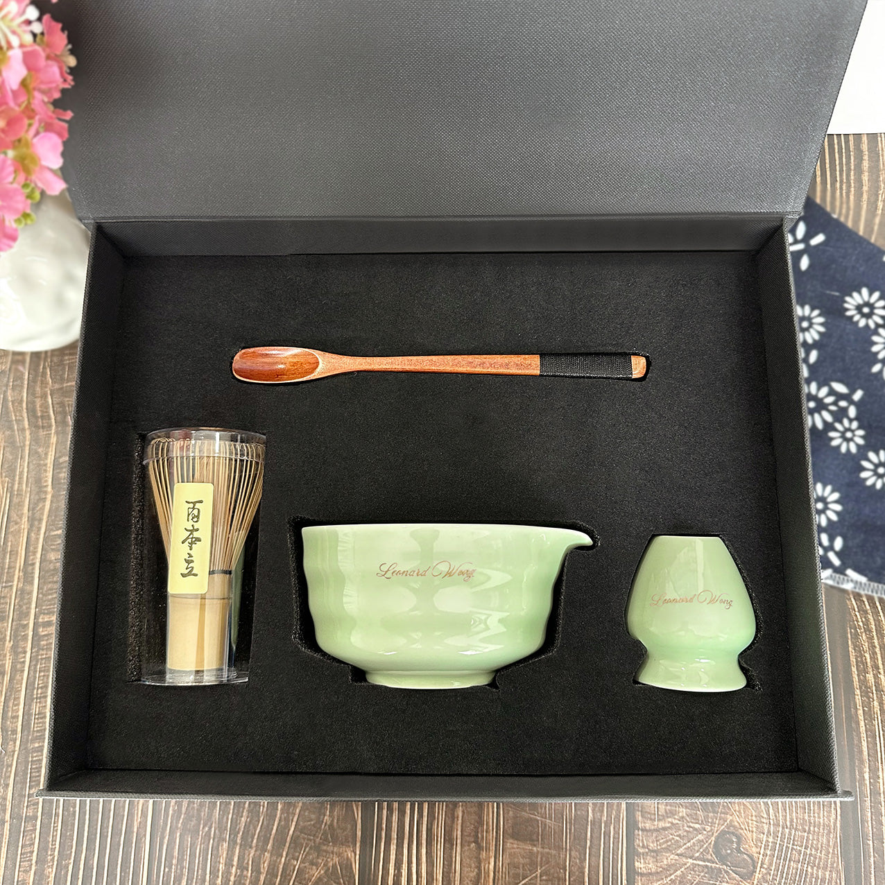 日式抹茶工具禮盒 抹茶碗文字訂製 雕刻禮物 櫻花節情侶送禮 日本文化抹茶點茶製作 紀念禮物Japanese Matcha Tools-DY02-91 - Design Your Own Wine