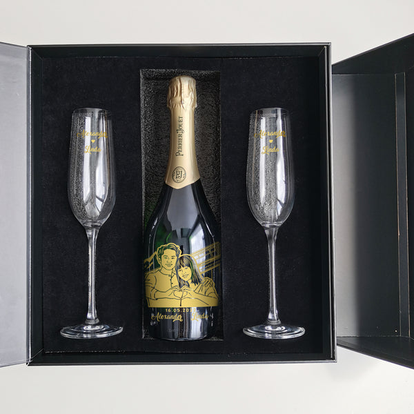 Perrier-Jouët Grand Brut & Champagne Glasses Gift Set  |巴黎之花香檳&香檳杯套裝 - Design Your Own Wine