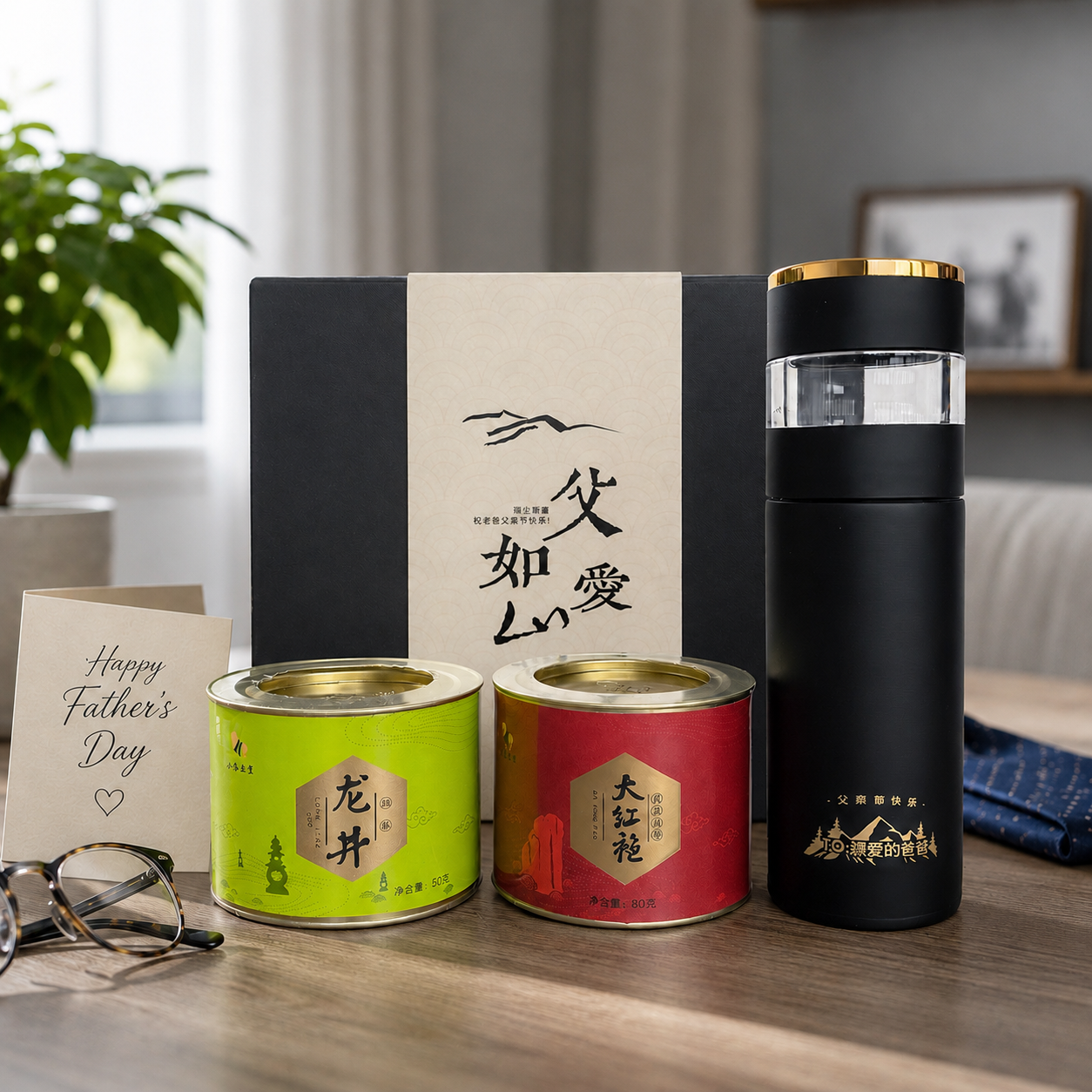 父親節禮盒丨智能茶水分離保溫杯 茶葉禮盒  商務送禮 升職禮物 送爸爸 創意客製化禮盒DY02-81 - Design Your Own Wine