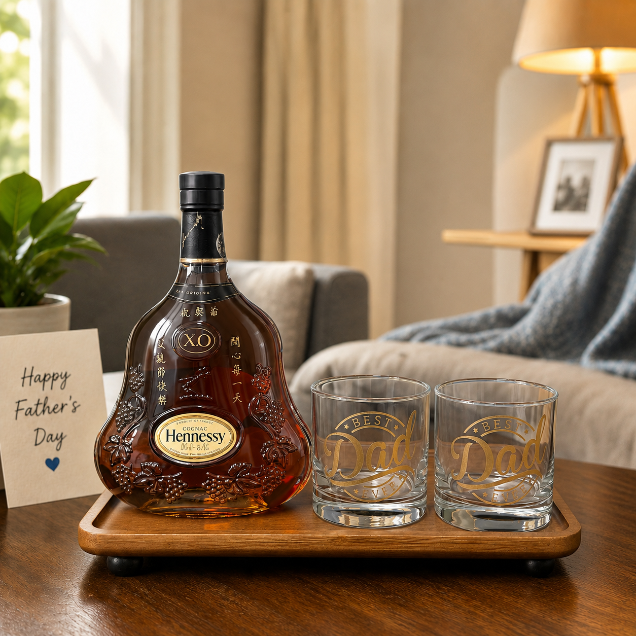 Hennessy X.O雕刻訂製禮盒 客製化威士忌杯對杯 父親節/長輩生日/男士高質感送禮首選 感謝/祝福/紀念一次到位 Hennessy X.O Custom Engraved Gift Set  Perfect for Father's Day, Birthdays DY05-69 - Design Your Own Wine