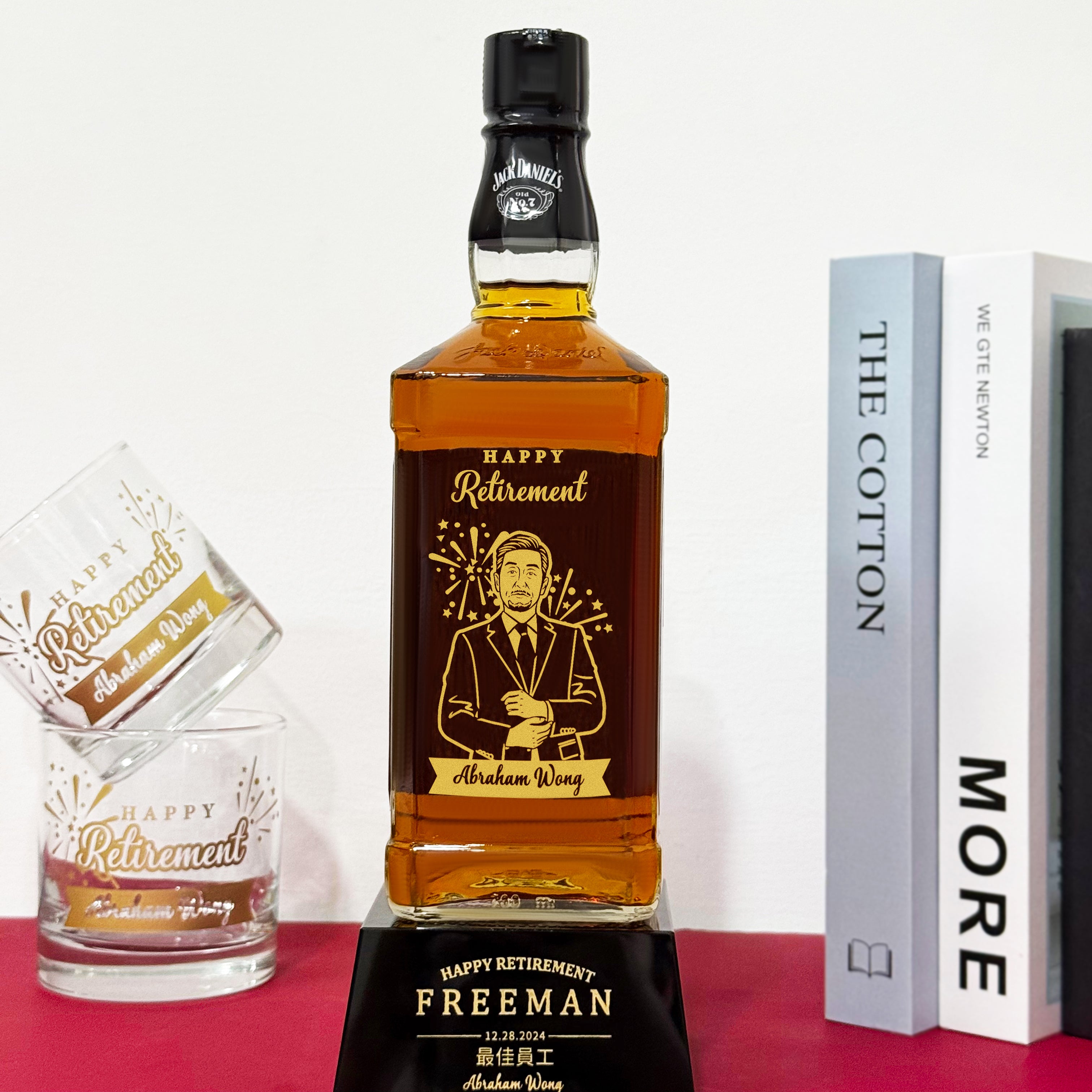 Jack Daniel’s Old No.7 人像雕刻 訂製榮休禮盒 威士忌獎座文字客製化 商務禮物公司退休員工禮盒 高端威士忌酒禮盒送禮 公司年會年終創意禮物Bottega Whisky Glasses Gift Set with Engraving DY04-284 - Design Your Own Wine