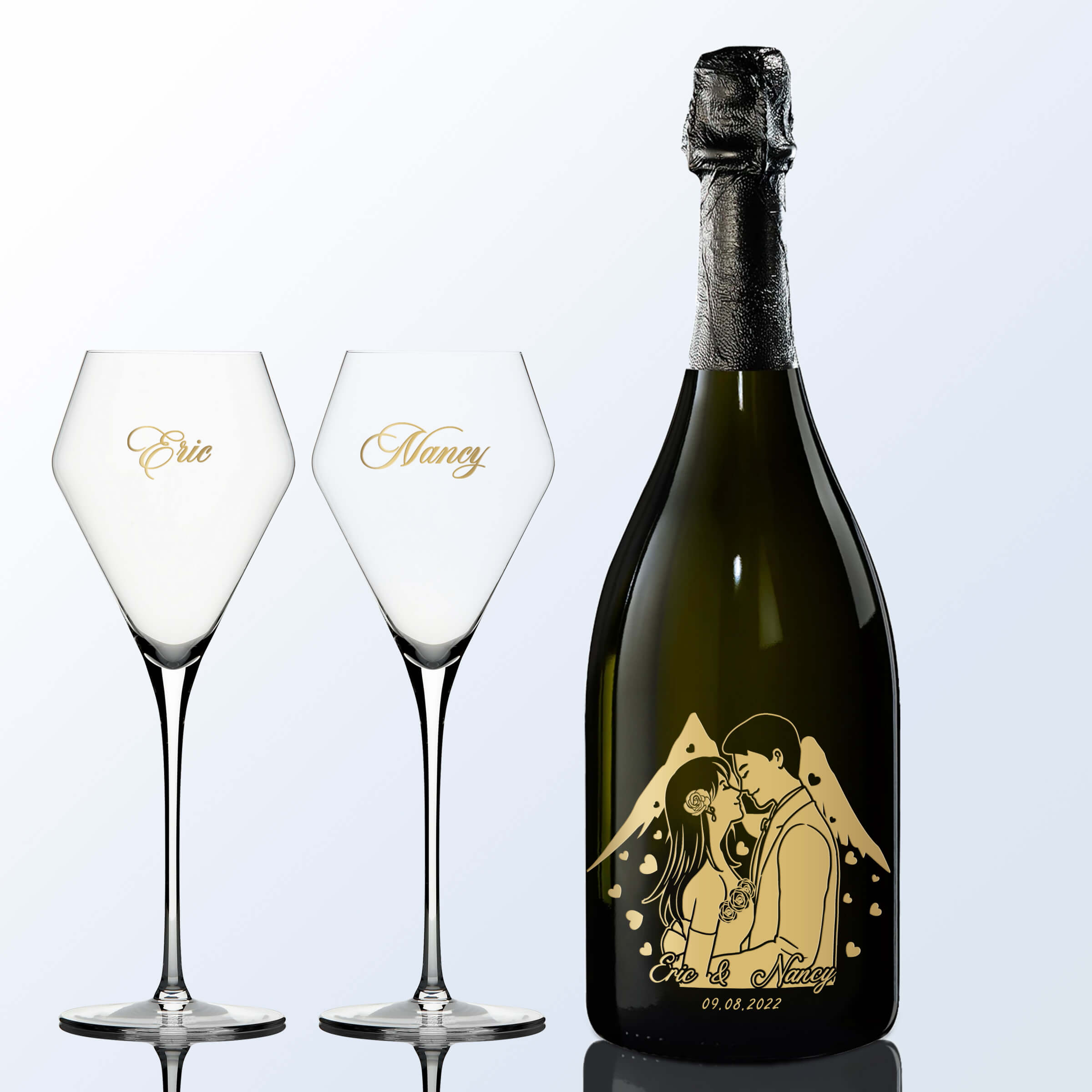 雕刻禮物| Dom Pérignon Vintage 2013& Zalto 單支雙杯套裝（人像雕刻）情侶禮物 紀念禮物 - Design Your Own Wine