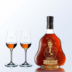 客製化禮物|Hennessy X.O with Engraving 軒尼詩X.O & Riedel 套裝禮物（人像雕刻）生日禮物 慶祝禮物 - Design Your Own Wine