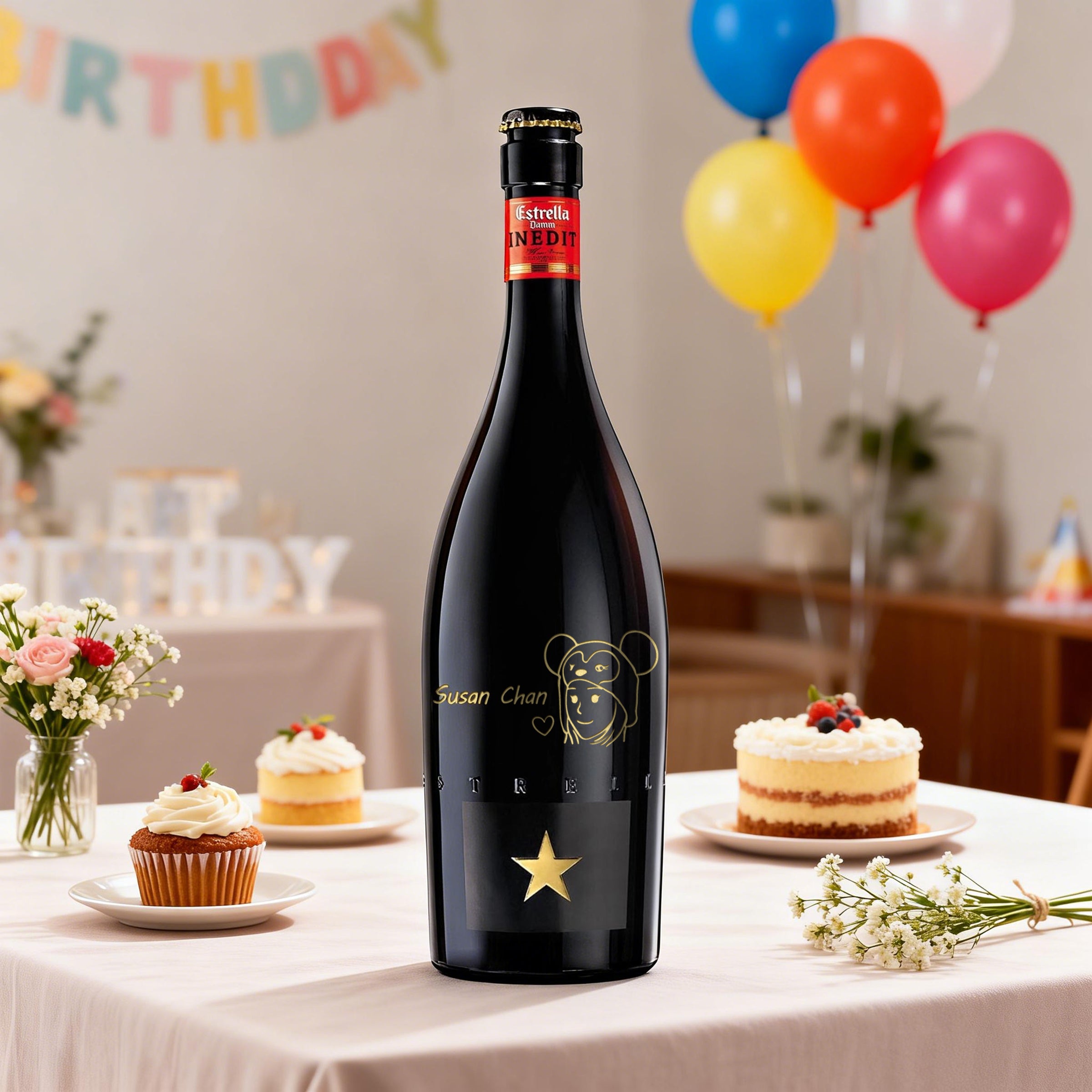 客製化生日禮物 ESTRELLA INEDIT DAMM 訂製線條人像啤酒 創意禮物送朋友送伴侶 可批量訂製 - Design Your Own Wine