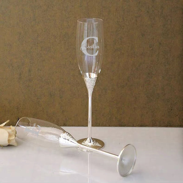 【Metal Base Wine Glasses】刻字禮物（客製化）刻字香檳對杯 情侶禮物 結婚禮物 - Design Your Own Wine