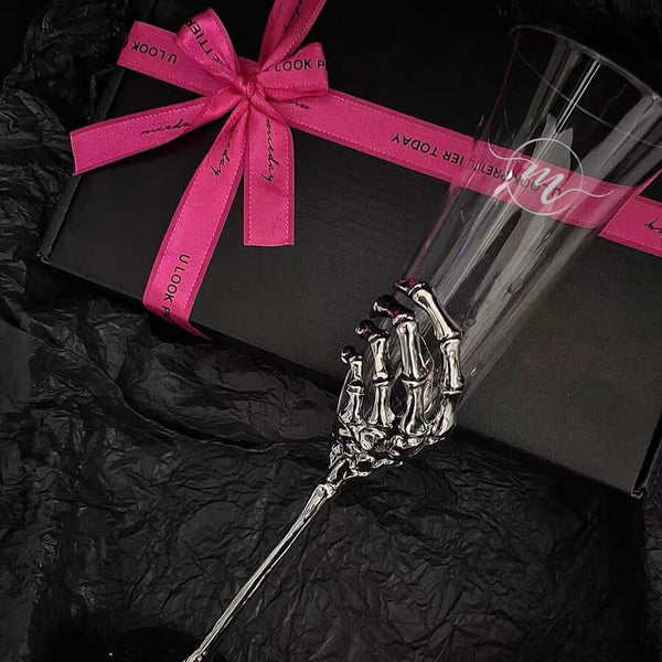 【Metal Base Wine Glasses】個性化香檳杯 骷髏香檳杯（刻字禮物）生日禮物 交換禮物 - Design Your Own Wine