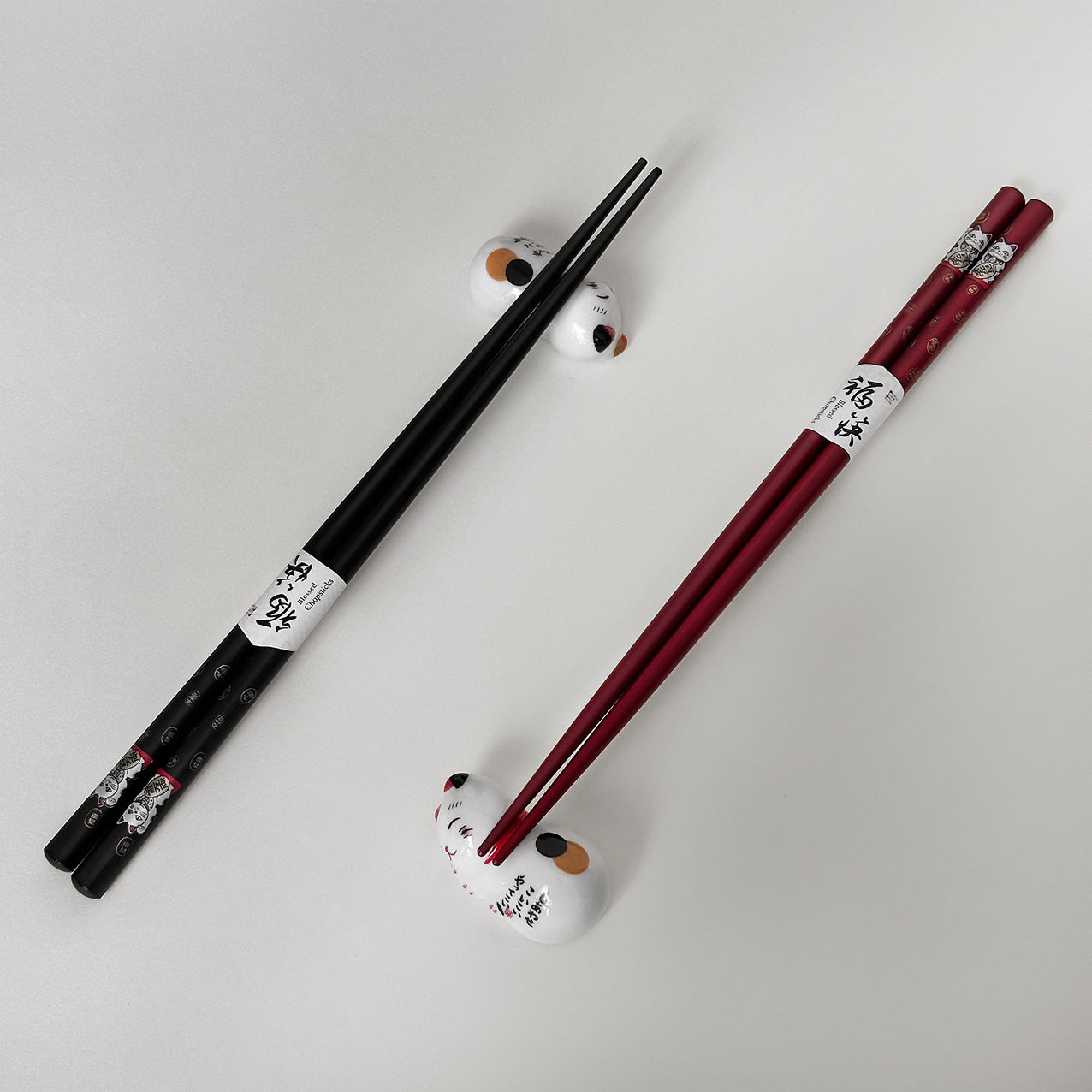 日式筷子禮盒 福氣貓筷子托 好運餐具套裝 新婚新家入宅禮物  送家人閨蜜客戶禮物推薦Lucky Cat-Japanese Chopsticks Set-DY02-89 - Design Your Own Wine